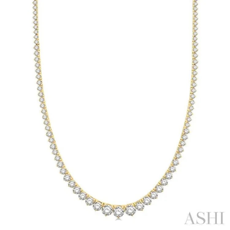 10.00 ctw Riviera Round Cut Diamond Necklace in 14K Yellow Gold