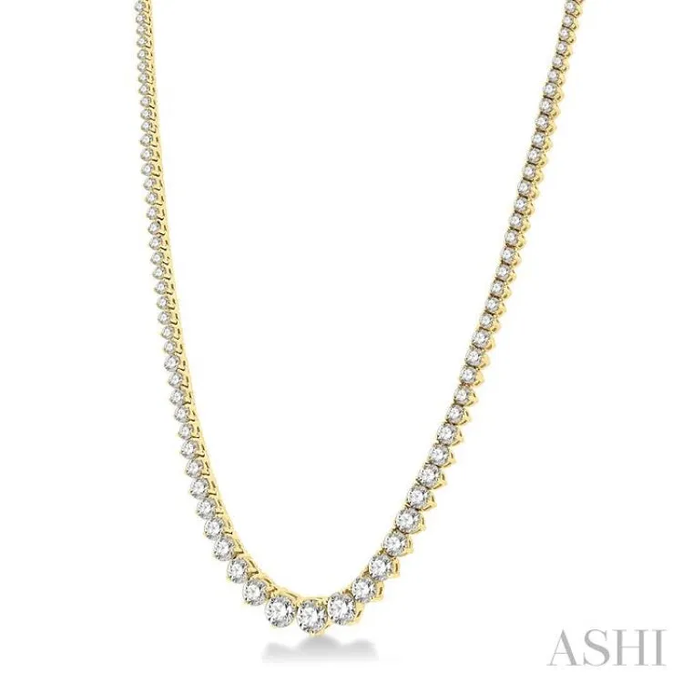 10.00 ctw Riviera Round Cut Diamond Necklace in 14K Yellow Gold
