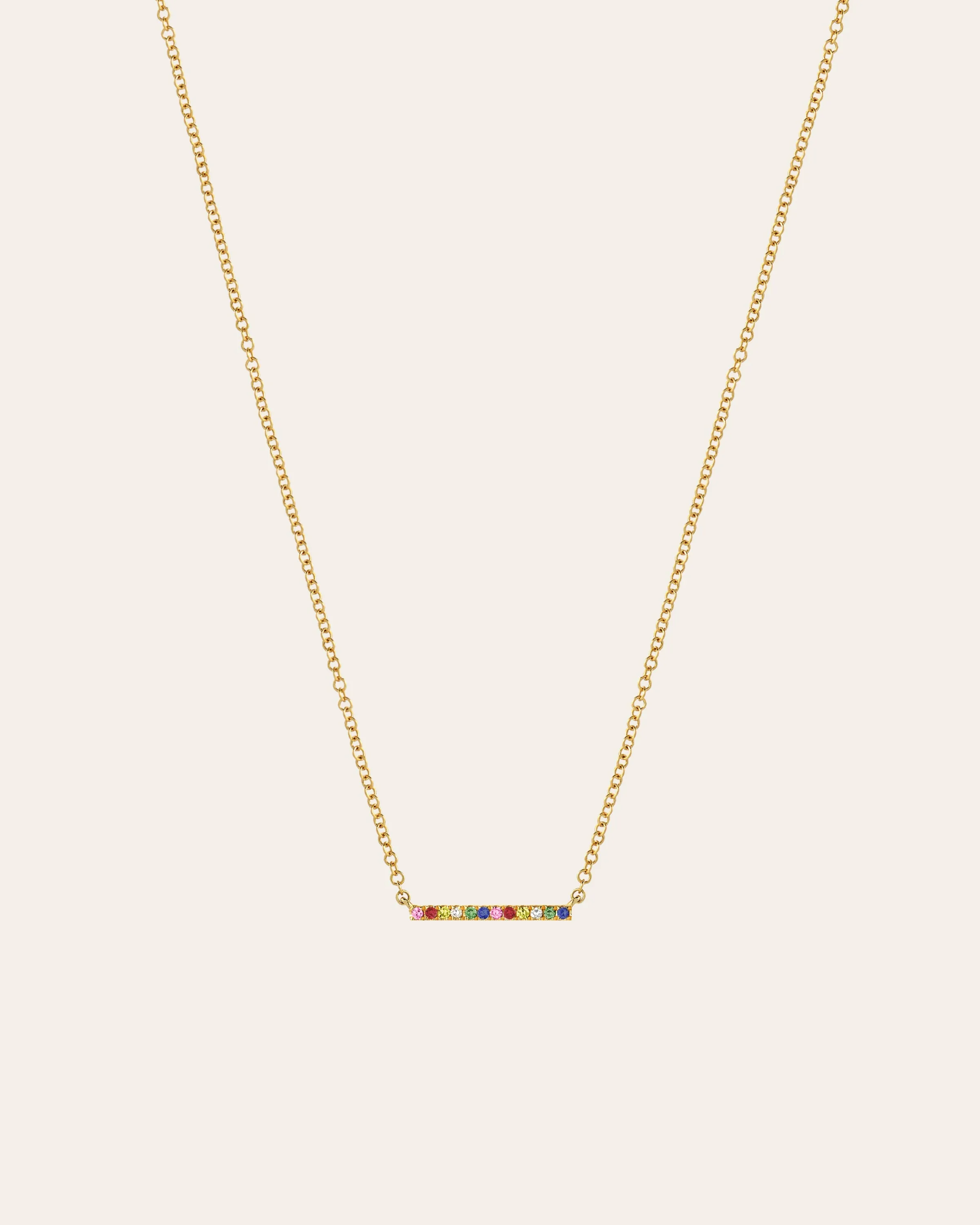 14k Gold Rainbow Bar Necklace