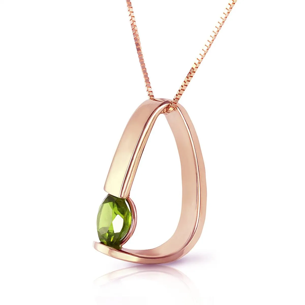 14K Solid Rose Gold Modern Necklace w/ Natural Peridot