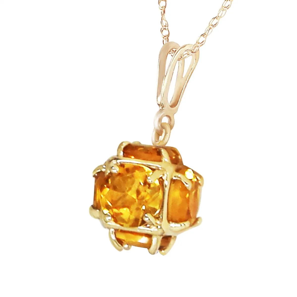 14K Solid Yellow Gold Necklace w/ Natural Citrines