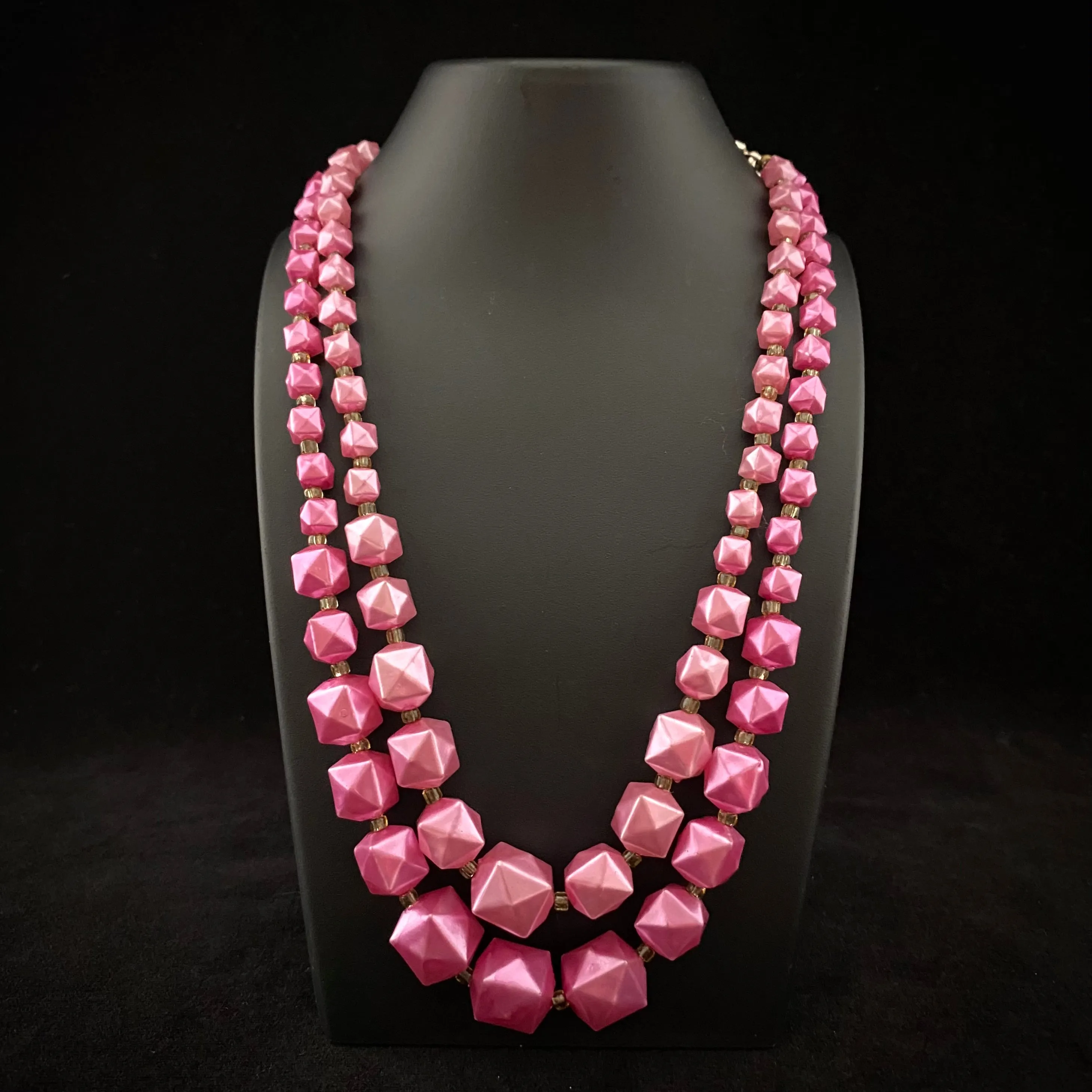 1960s Hong Kong Pink Bead Necklace