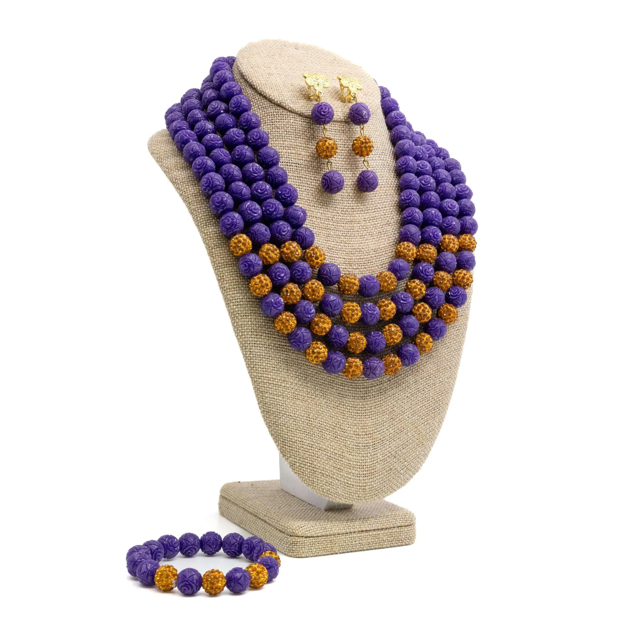 5 Step Purple Beaded Necklace