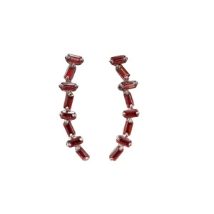 925 Silver Garnet Earrings - Crawler Shape