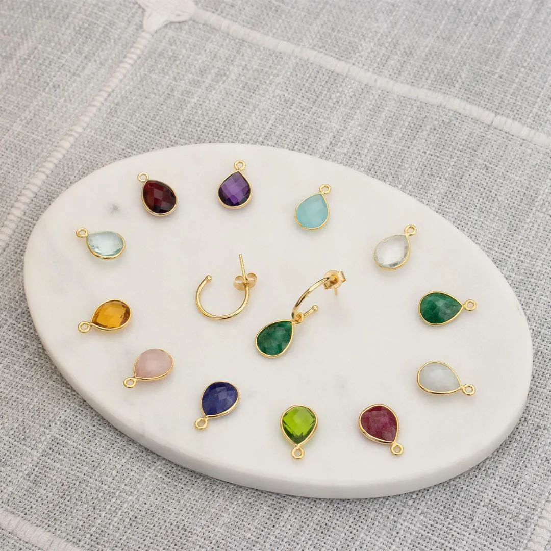 Aqua Chalcedony Hoop Earrings | Gold | March Birthstone