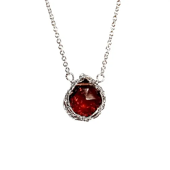 Arivka Teardrop Necklace Mozambique Garnet in Sterling Sliver