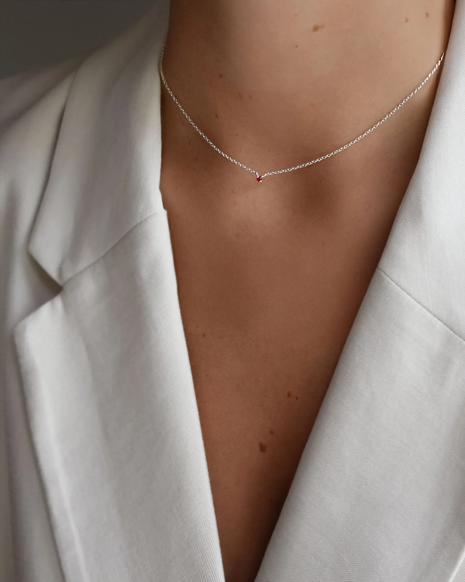 Birthstone necklace silver january