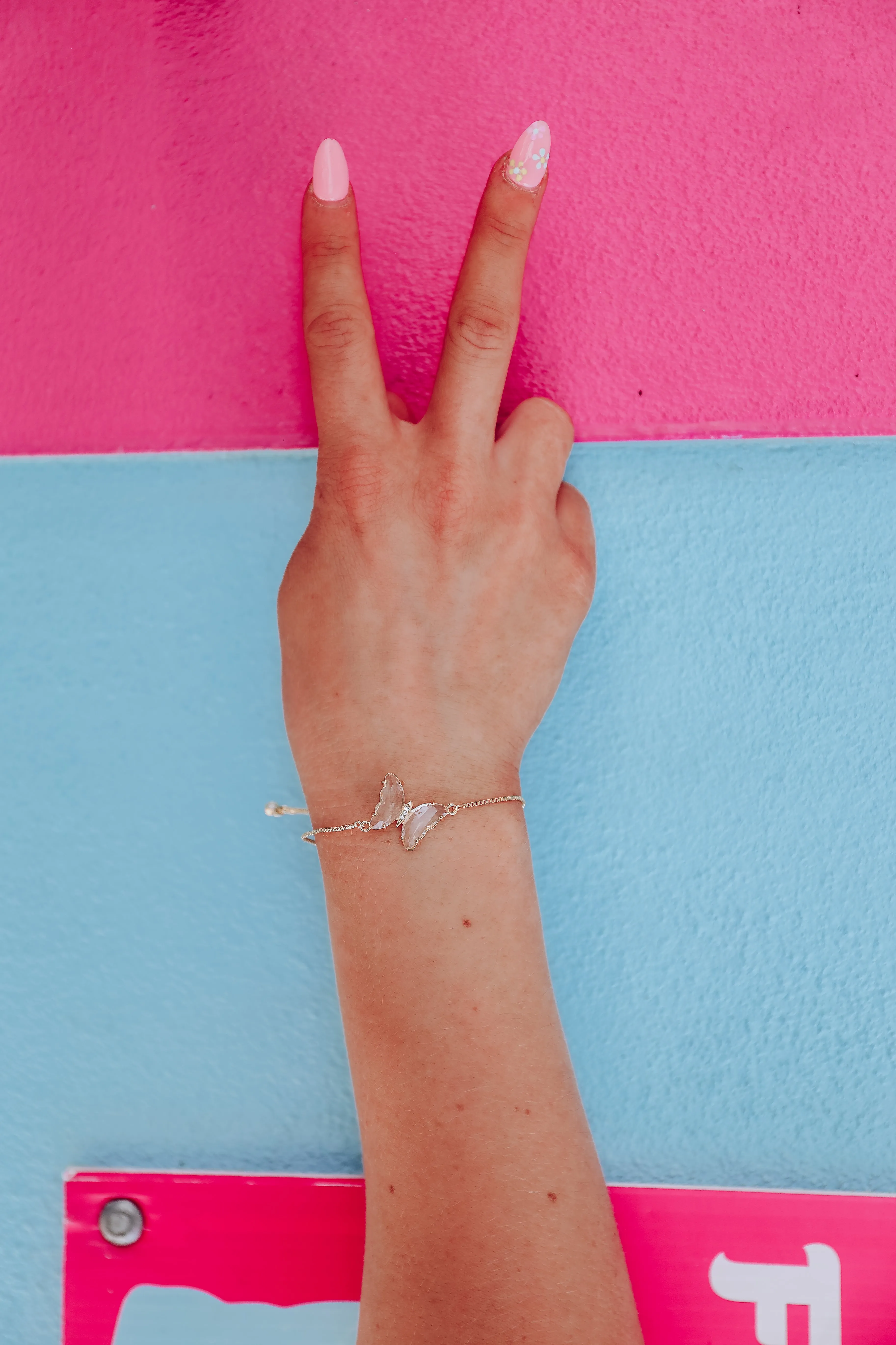 Butterfly Crystal Adjustable Bracelet - Clear