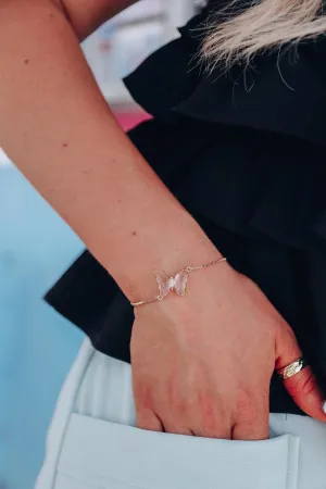 Butterfly Crystal Adjustable Bracelet - Clear