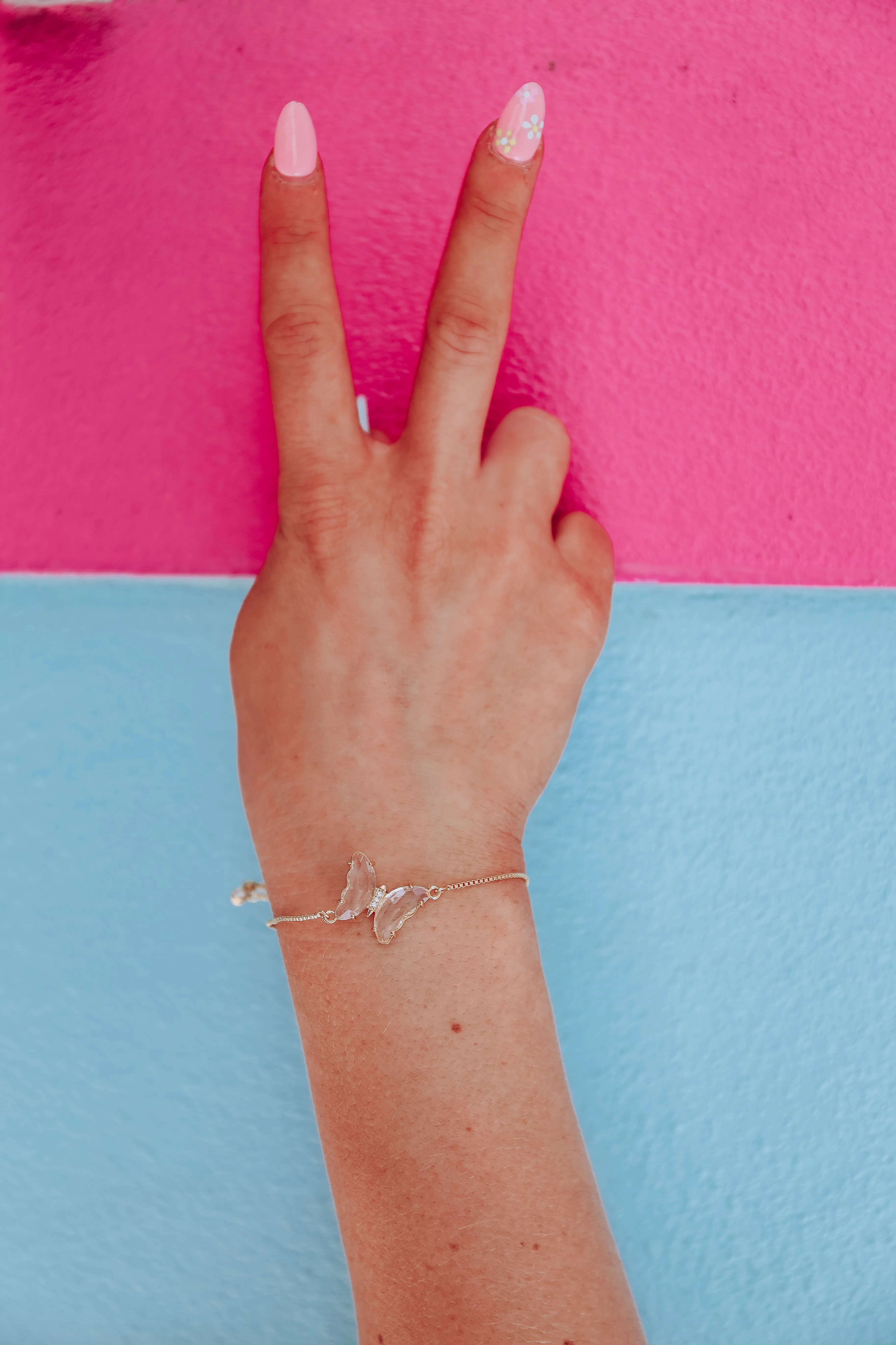 Butterfly Crystal Adjustable Bracelet - Clear