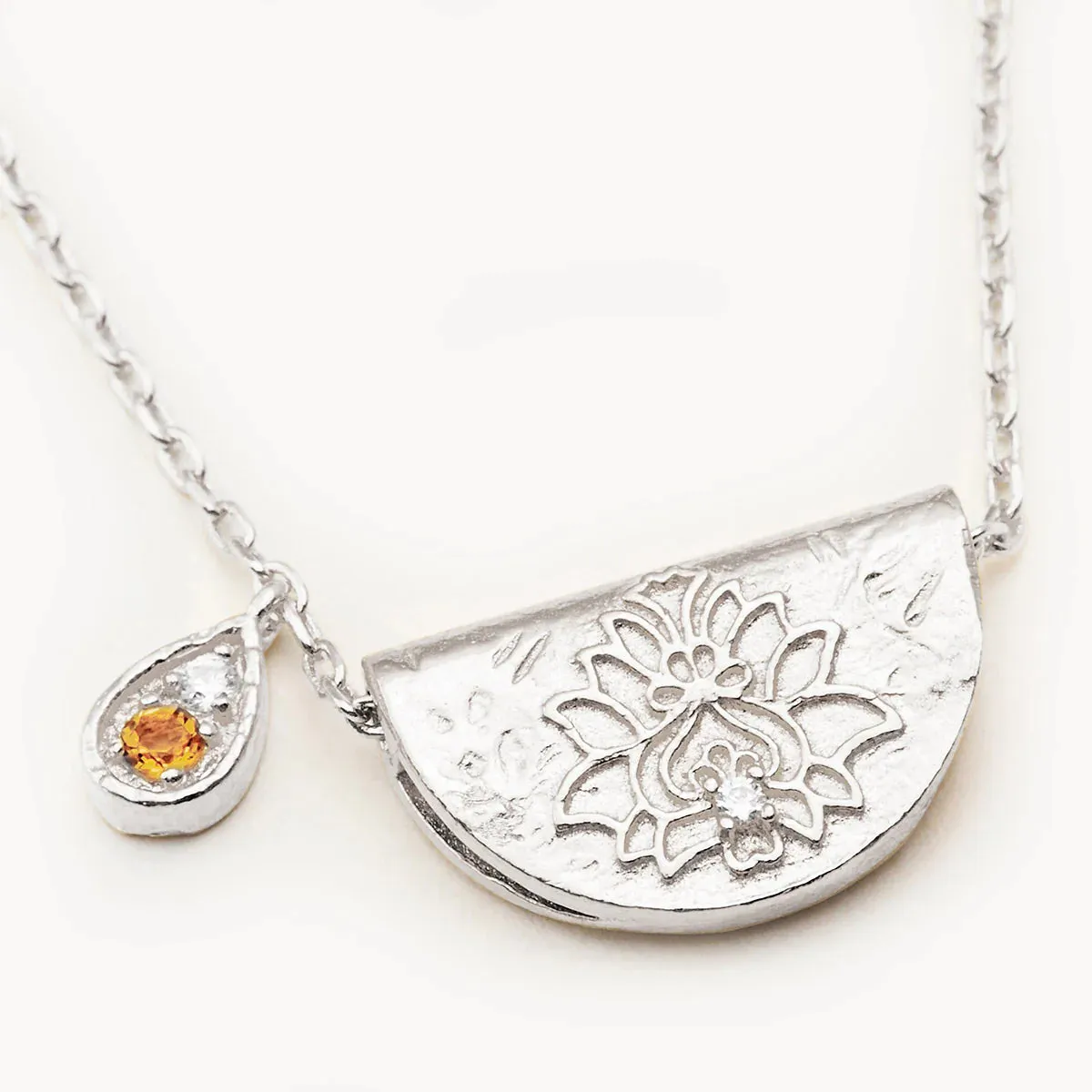 By Charlotte Lotus Birthstone Necklace November Citrine