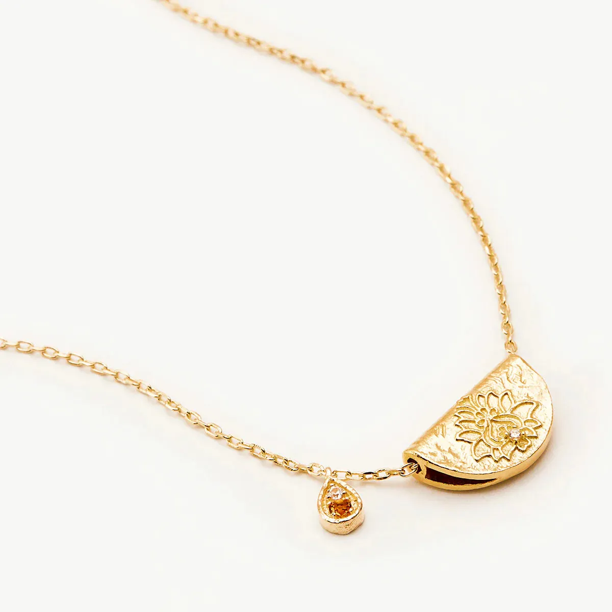 By Charlotte Lotus Birthstone Necklace November Citrine