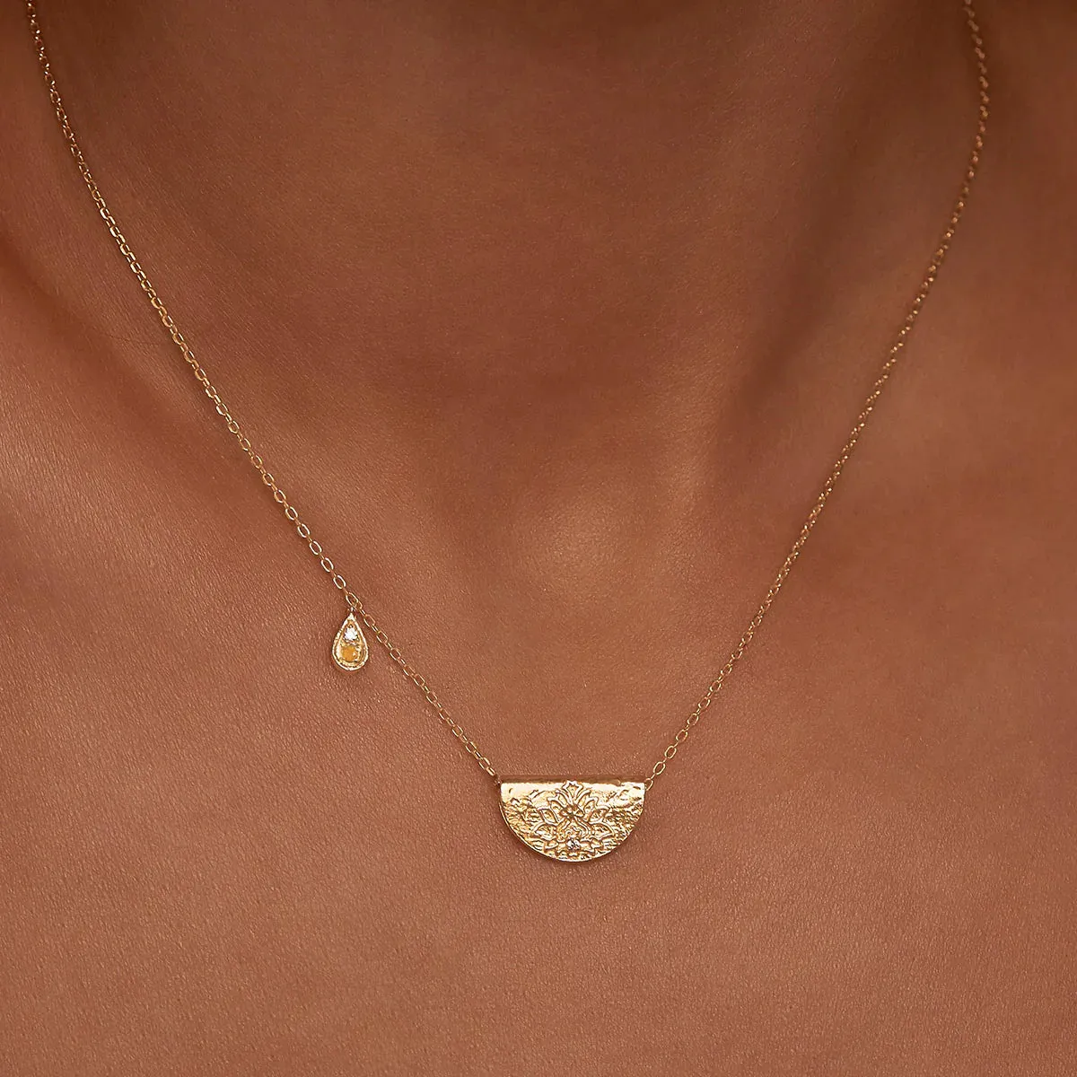 By Charlotte Lotus Birthstone Necklace November Citrine