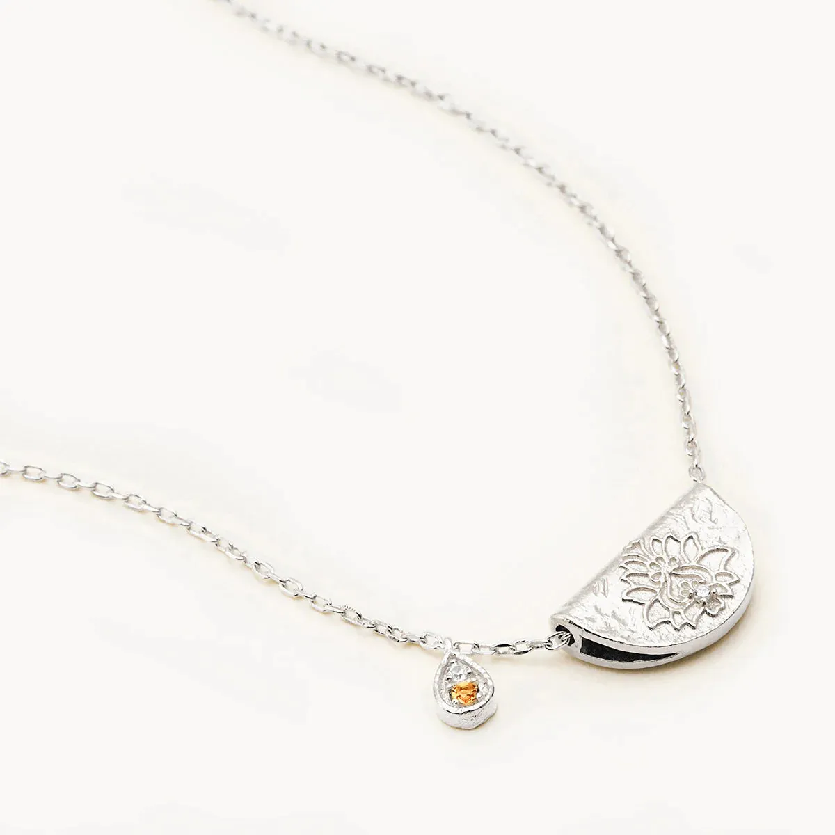 By Charlotte Lotus Birthstone Necklace November Citrine
