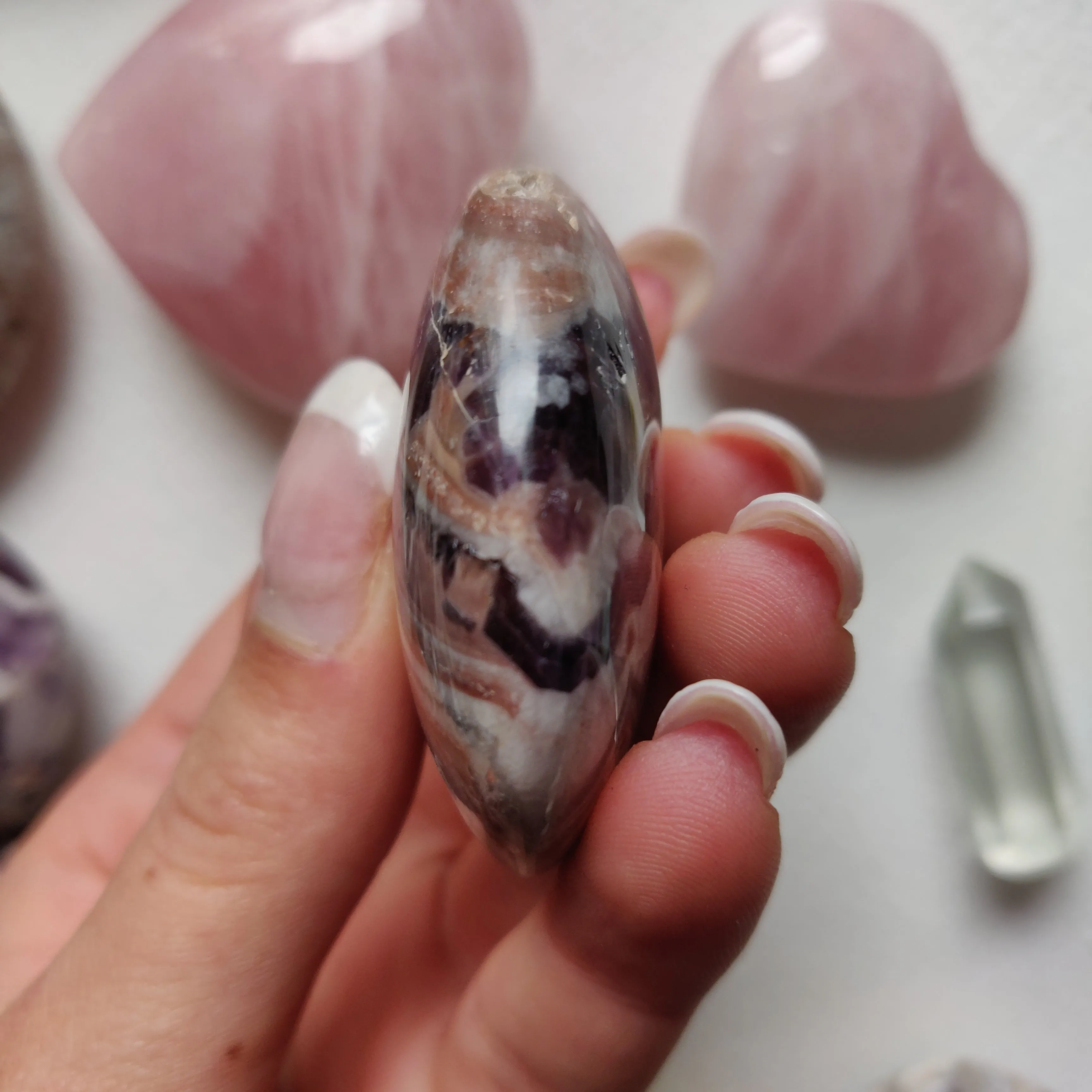 Chevron Amethyst Palm Stone (#11)