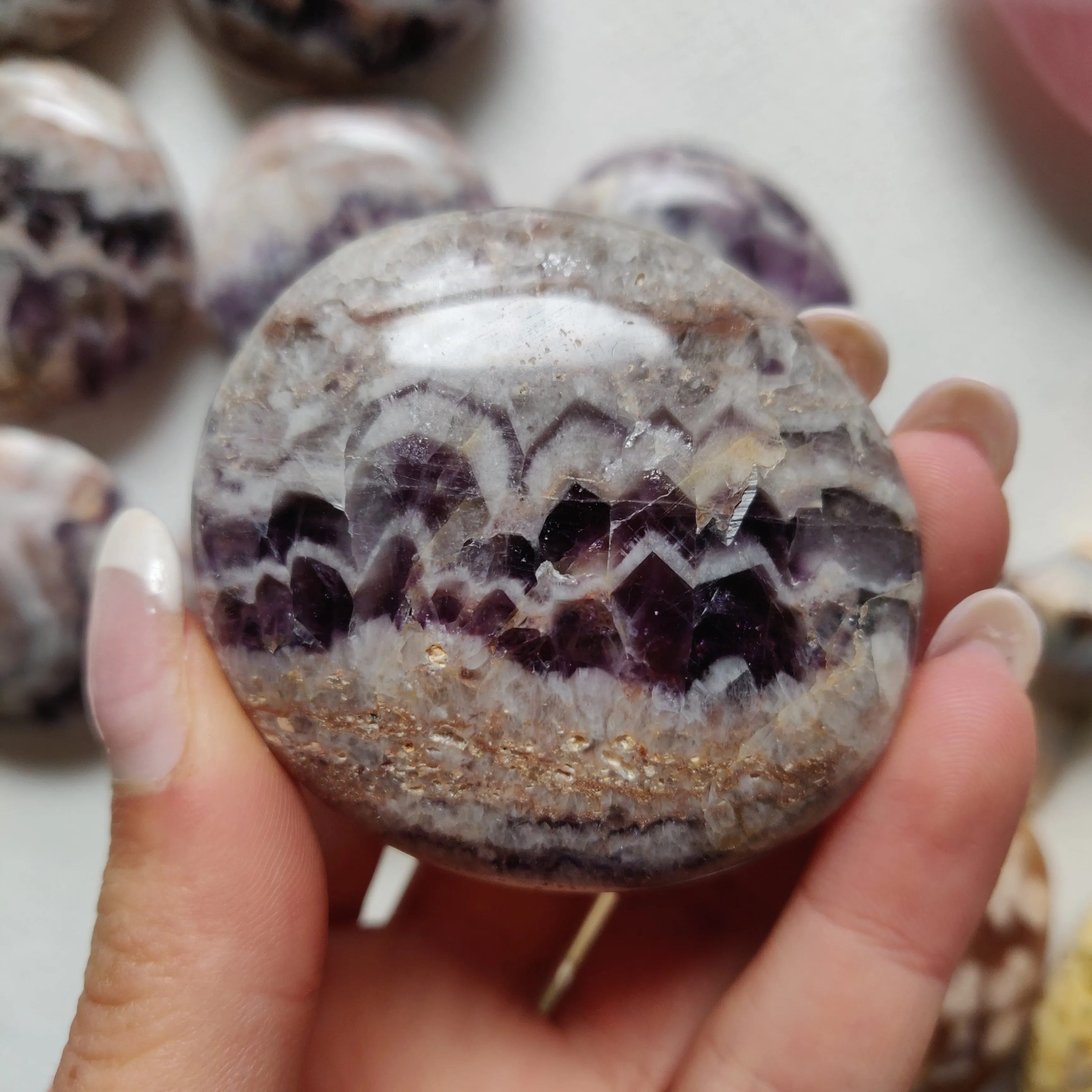 Chevron Amethyst Palm Stone (#12)