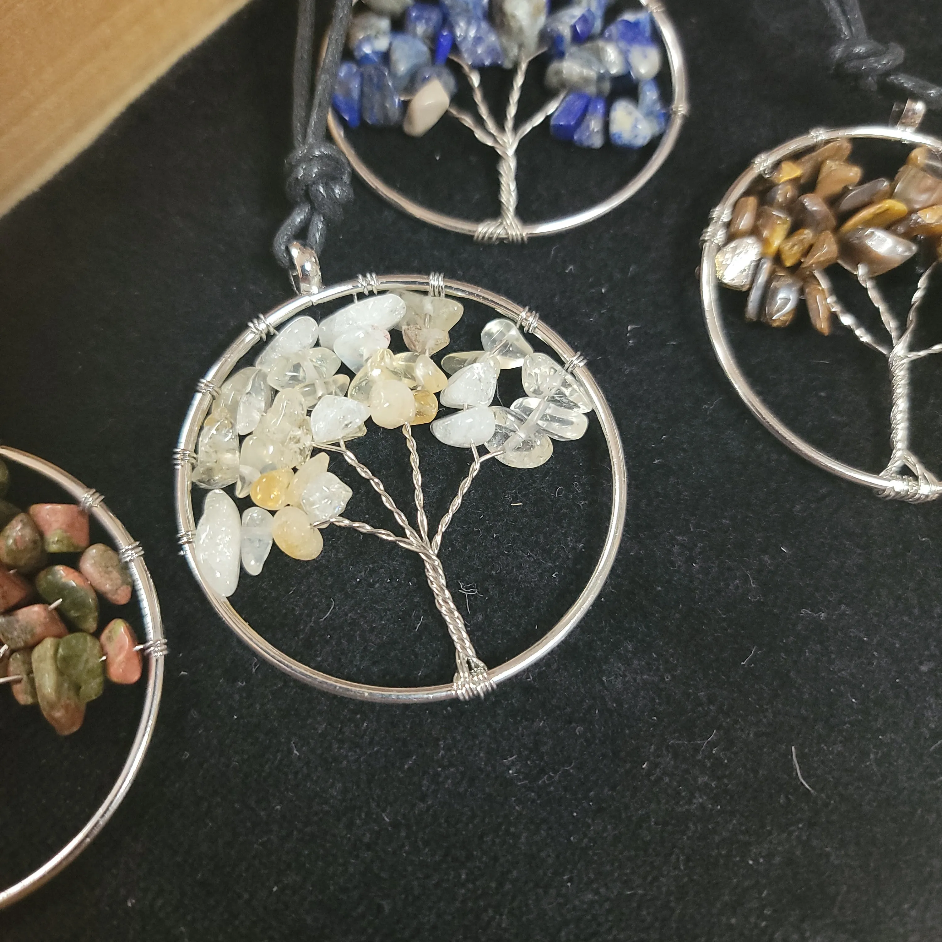 Corded Tree Of Life with Chip Stones Necklace