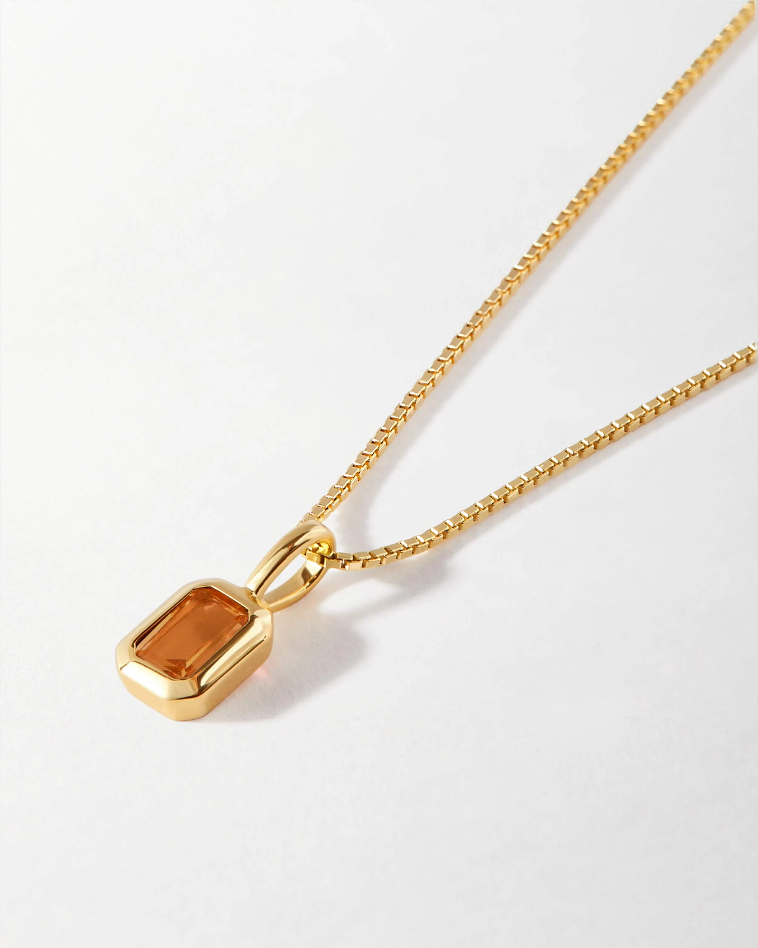 Deco Citrine November Birthstone Necklace