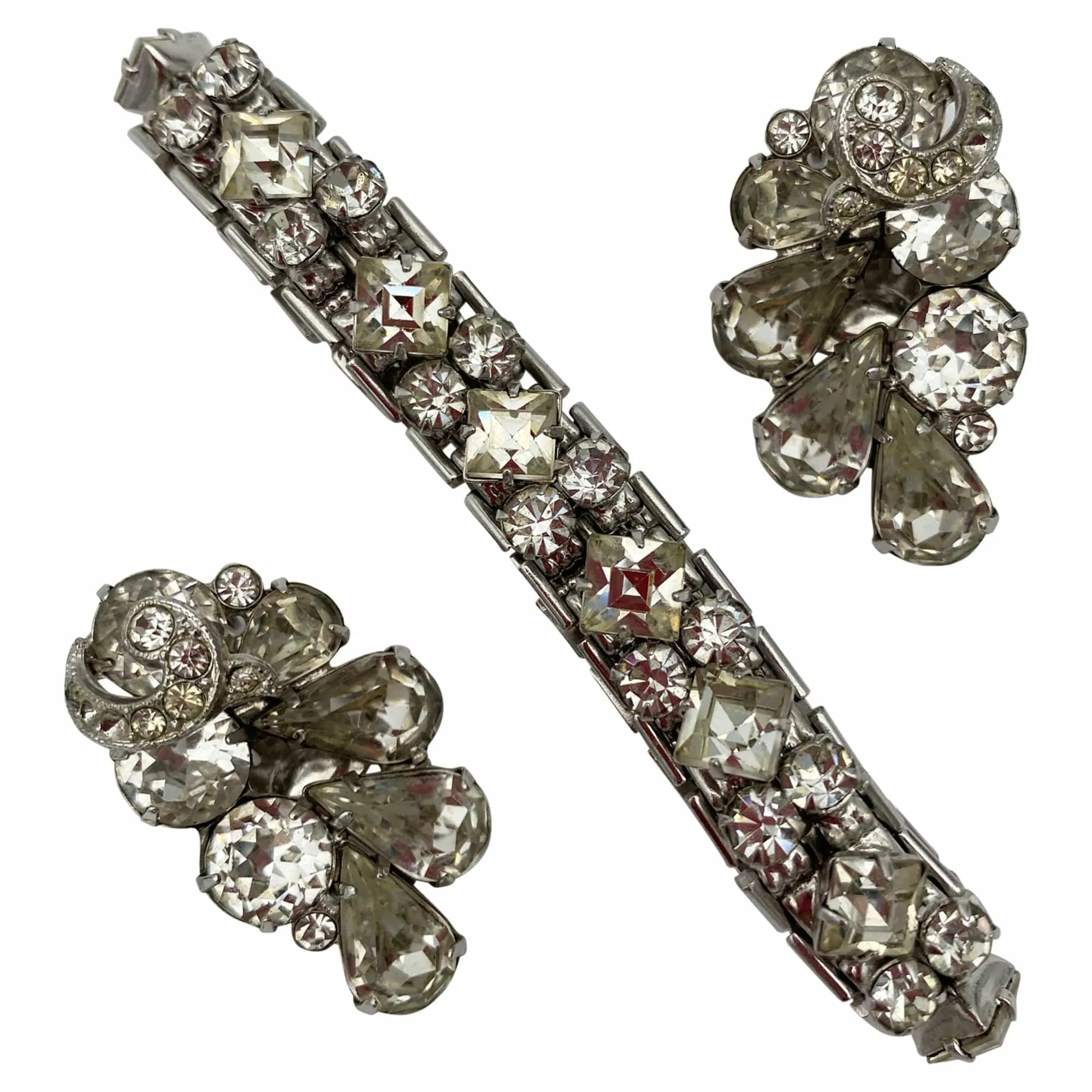 EISENBERG Vintage Earrings with Rhinestone Bracelet Set