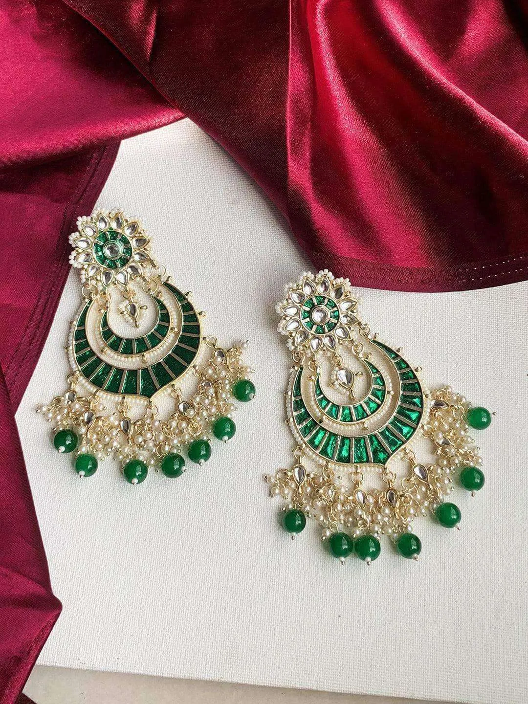 Emerald Studded Kundan Chandbali
