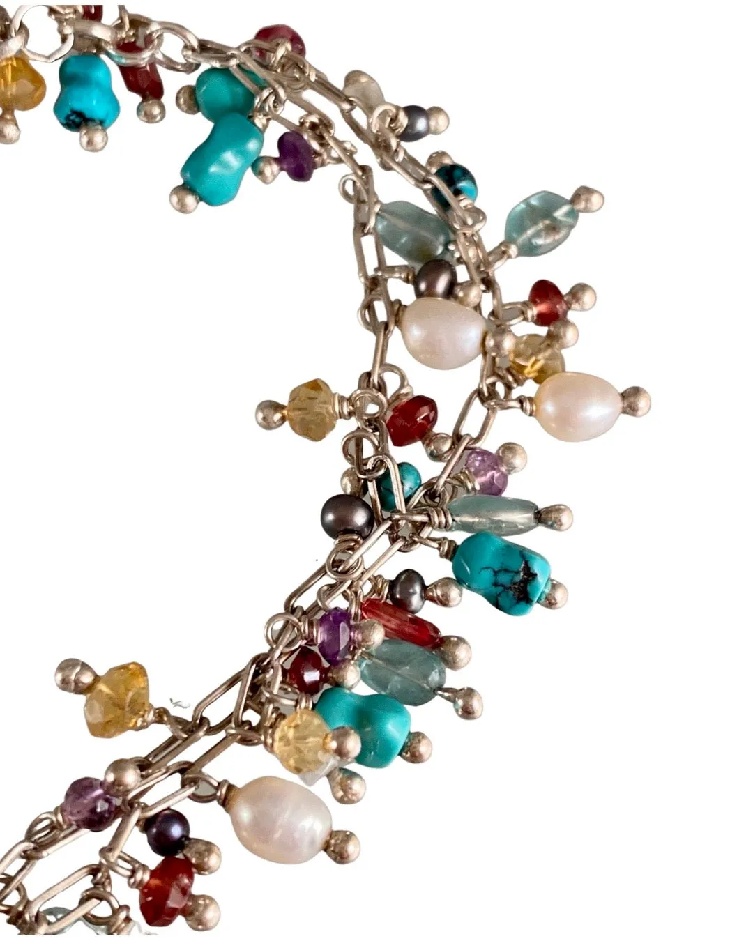 Enfant De L Amour / Love Child Sterling and Gemstone Charm ID Necklace