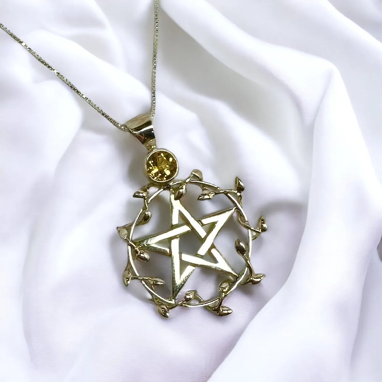 Faceted Citrine Vine Leaf Pendant