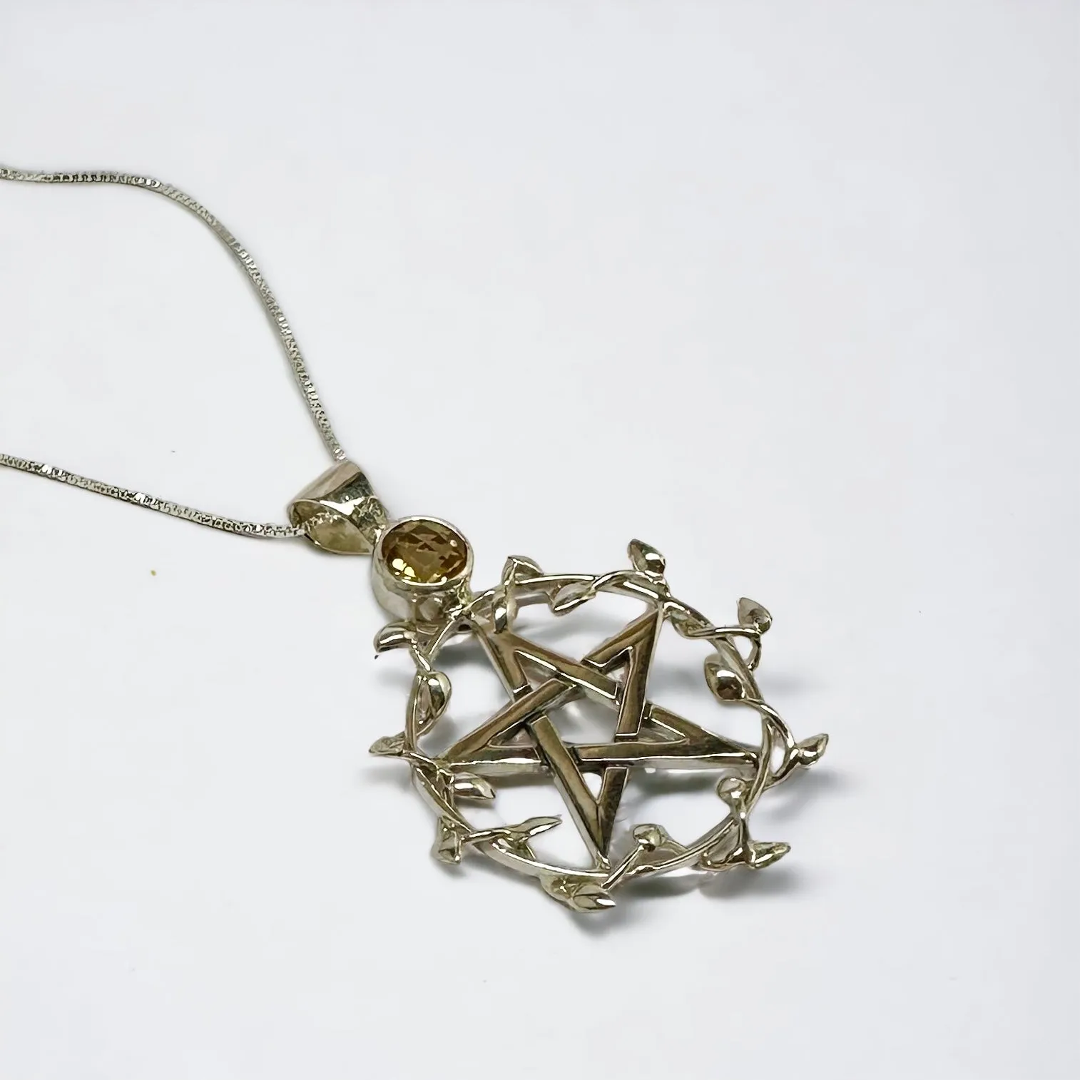 Faceted Citrine Vine Leaf Pendant