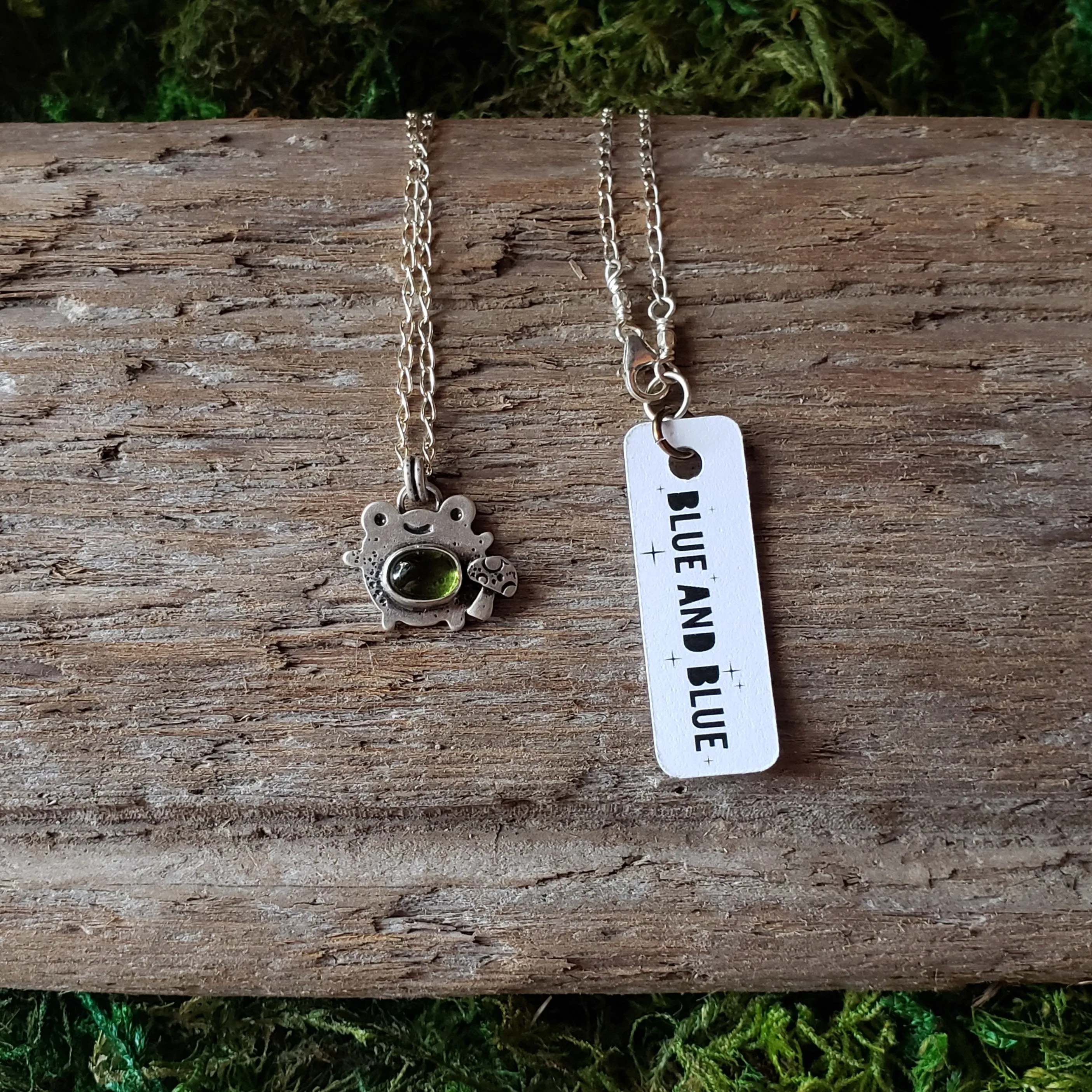 Foraging Frog Sterling Silver and Peridot Pendant