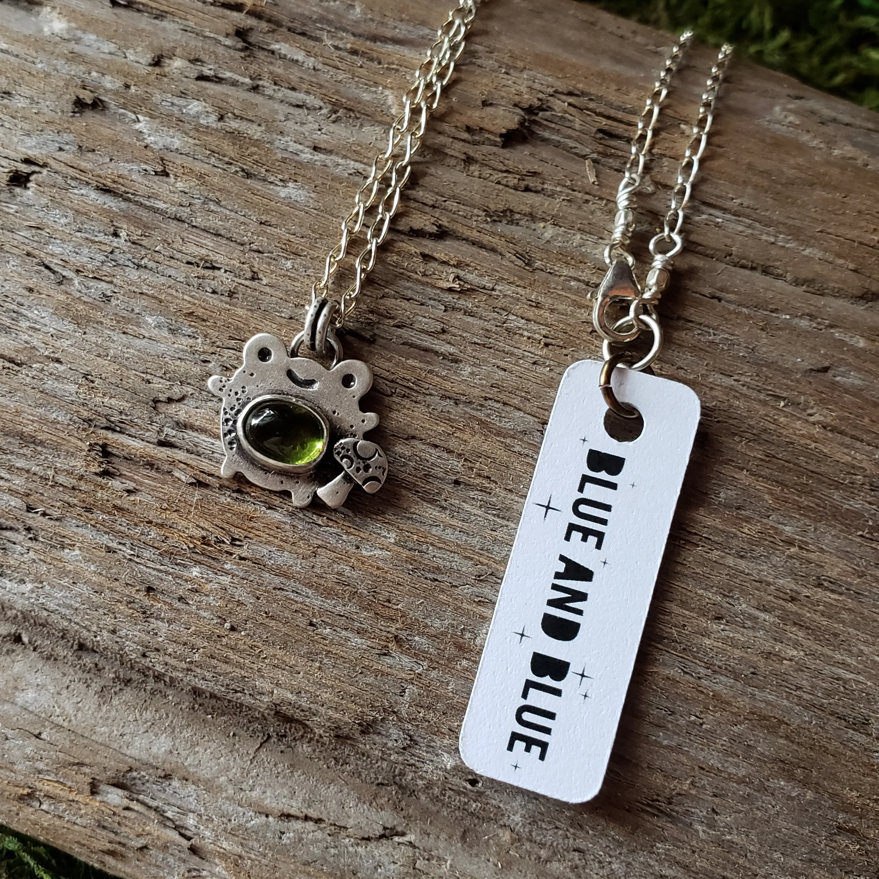 Foraging Frog Sterling Silver and Peridot Pendant