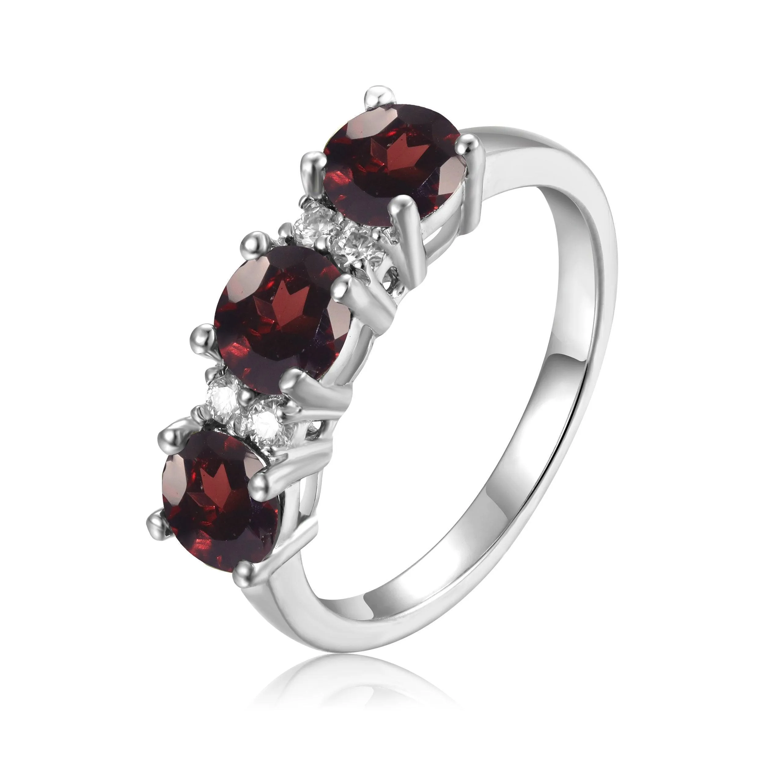 Garnet Three Stone Ring,3 stone garnet ring