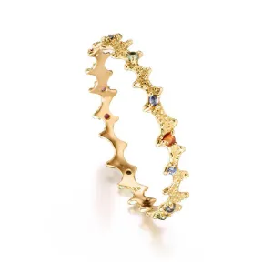 Gold Sapphire Bangle for Small Hands
