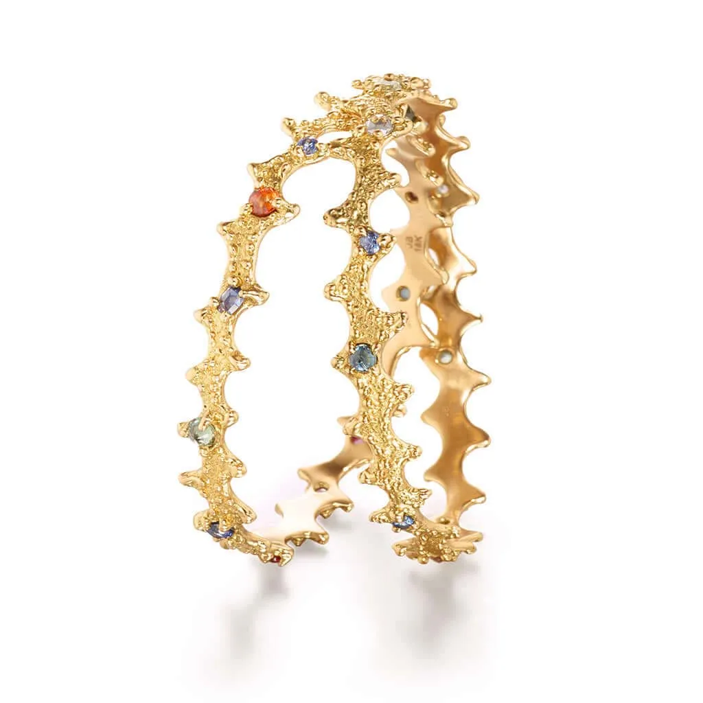 Gold Sapphire Bangle for Small Hands