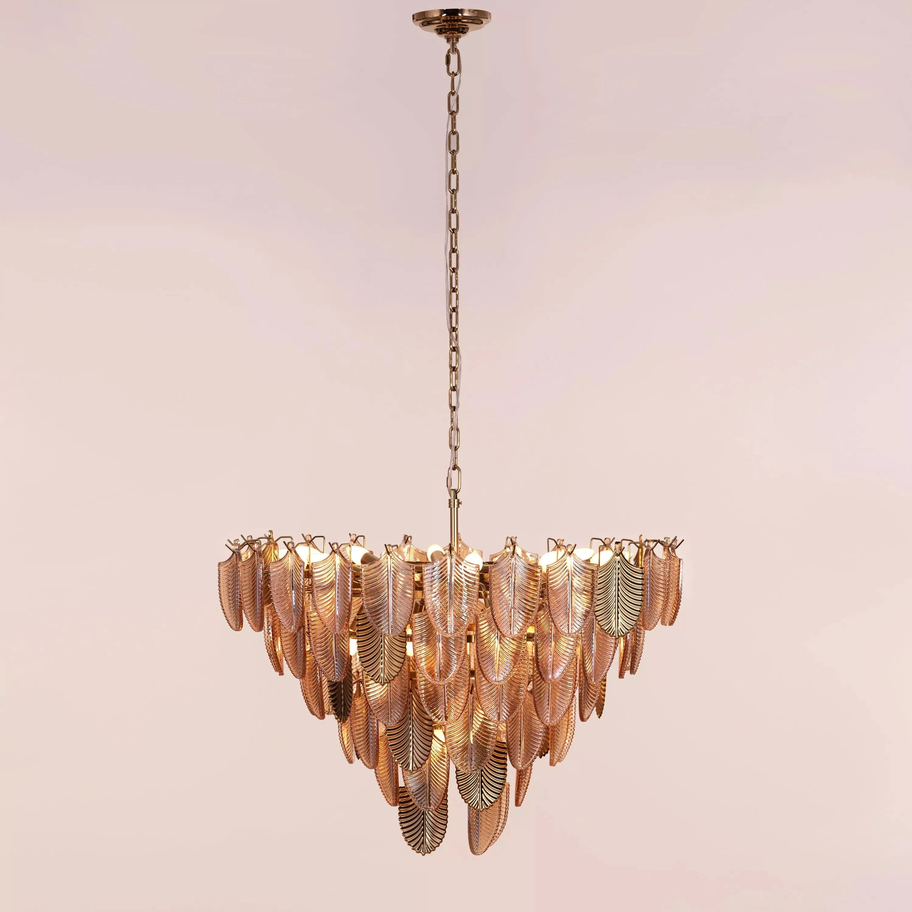 Gratus Luxe Tangerine Glass Leaf Chandelier