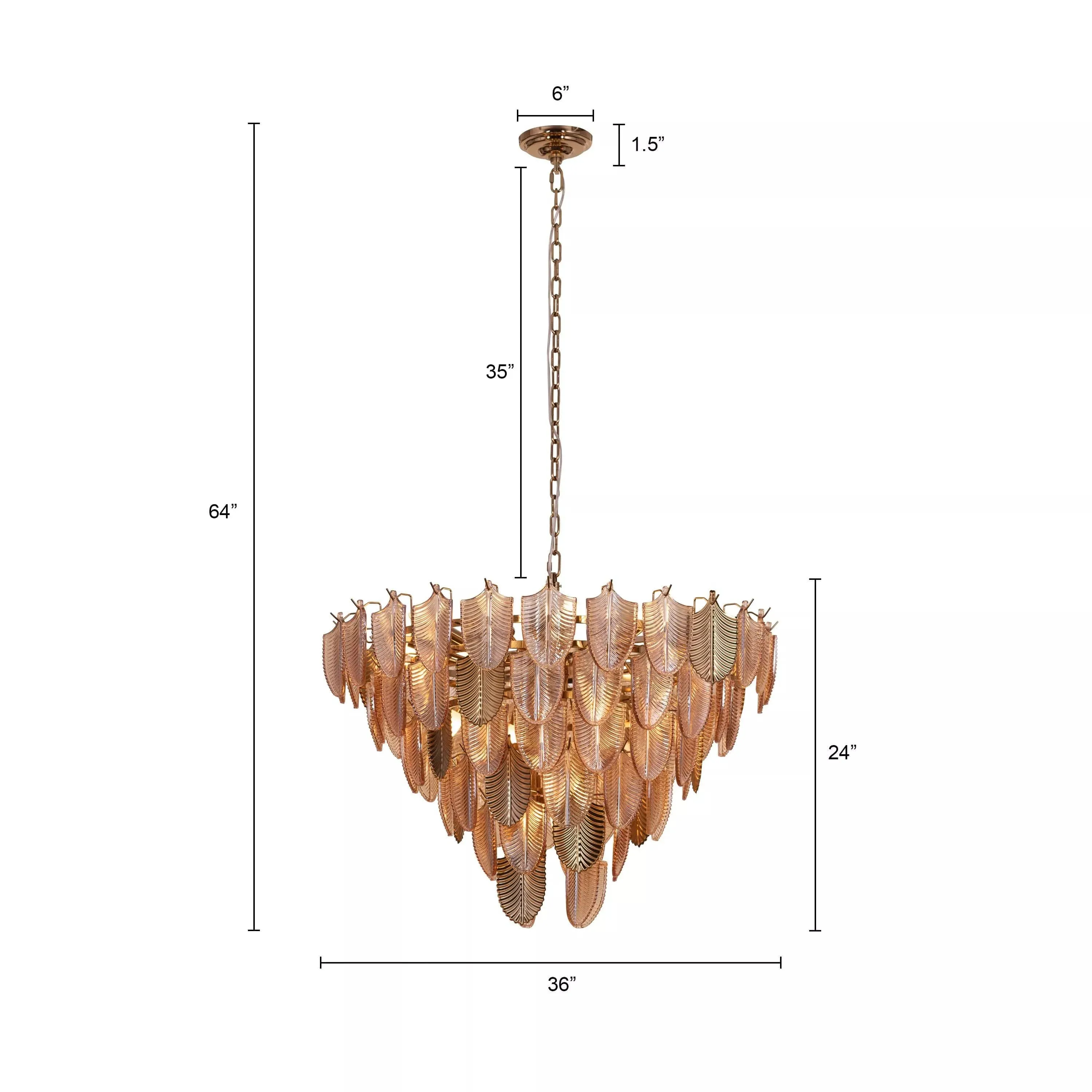 Gratus Luxe Tangerine Glass Leaf Chandelier