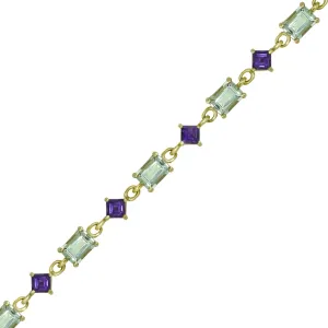 Green and Purple Amethyst Fashion Bracelet in 10K Yellow Gold