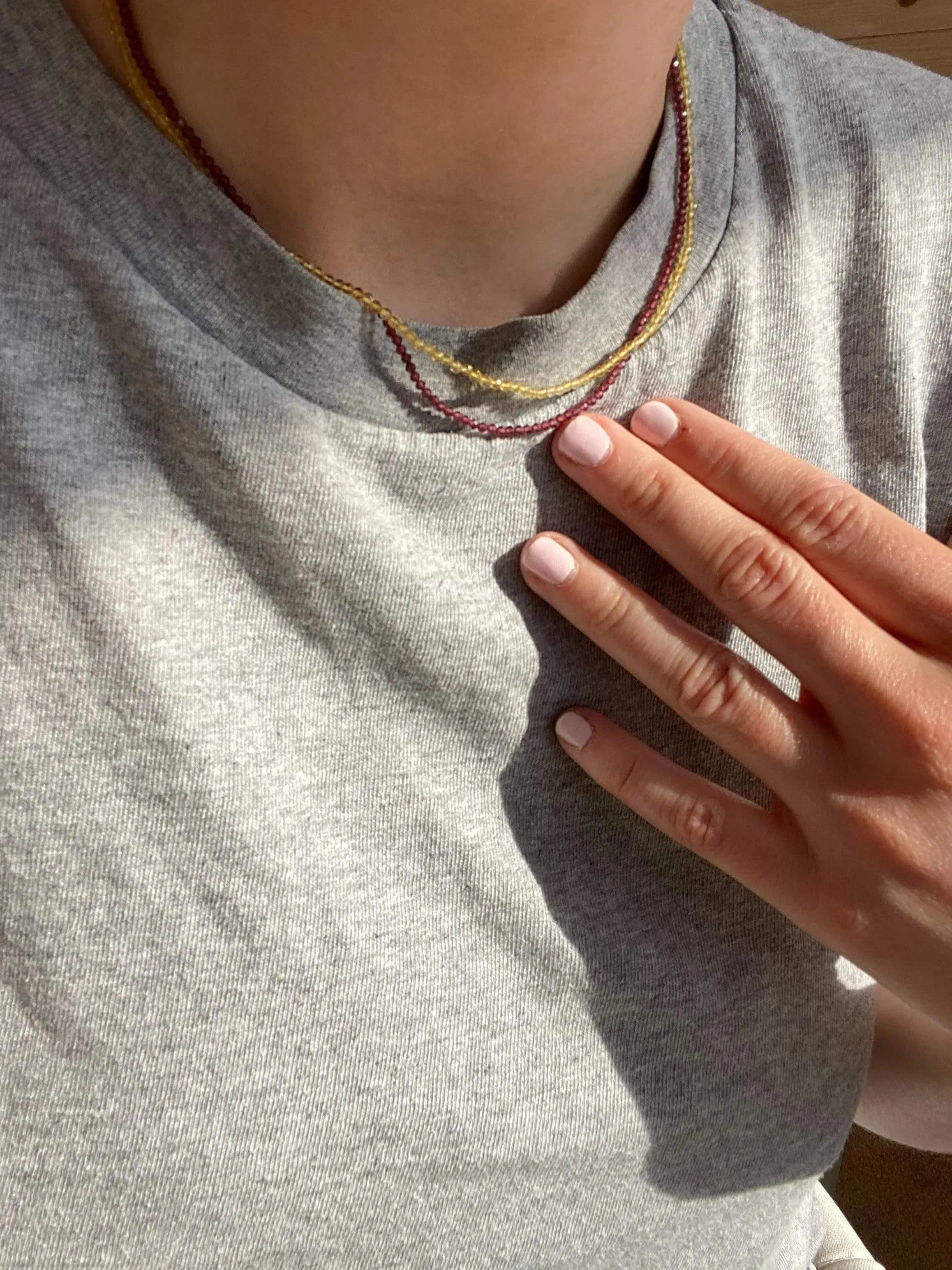 Handmade Citrine 9ct Yellow Gold Beaded Necklace