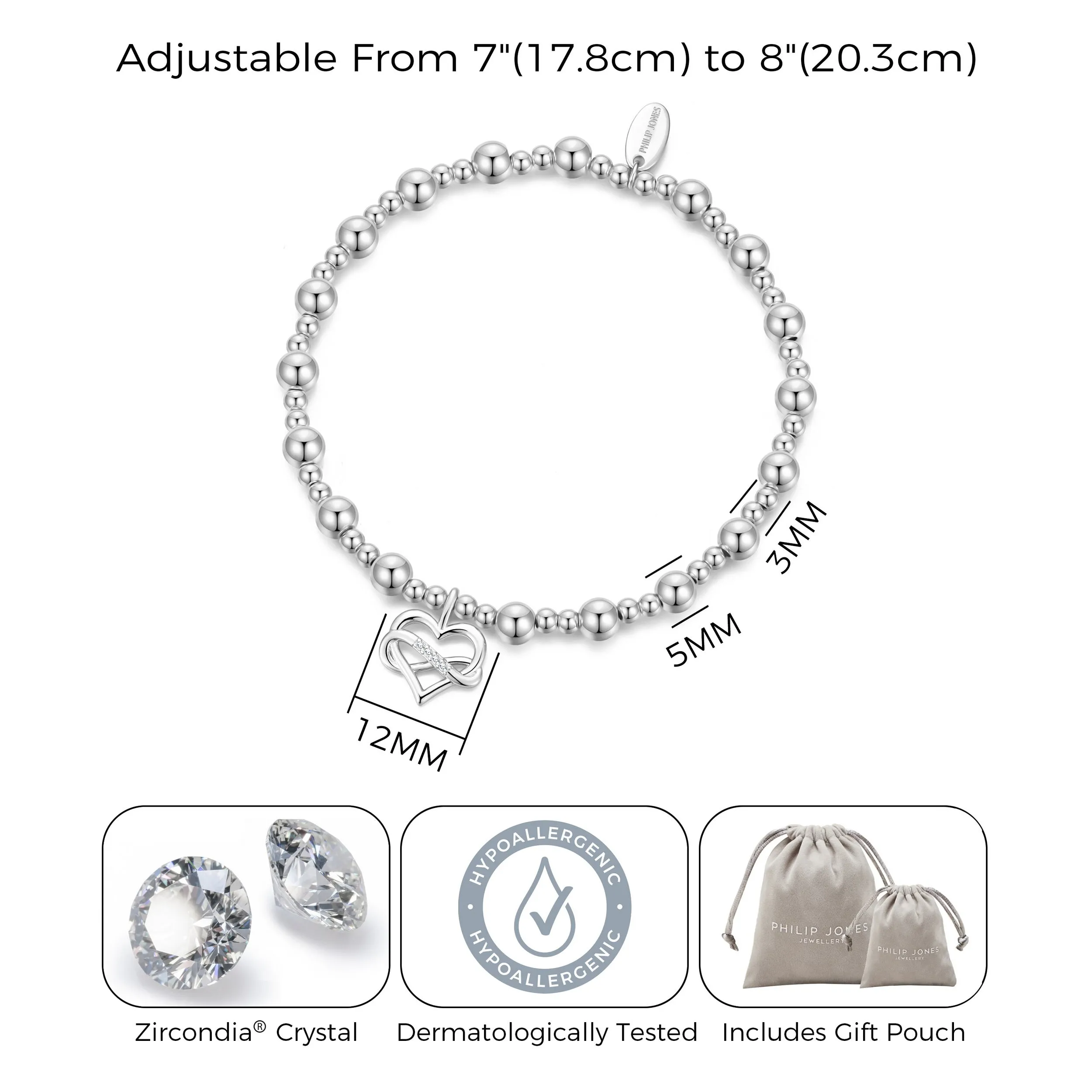 Infinity Heart Beaded Stretch Bracelet