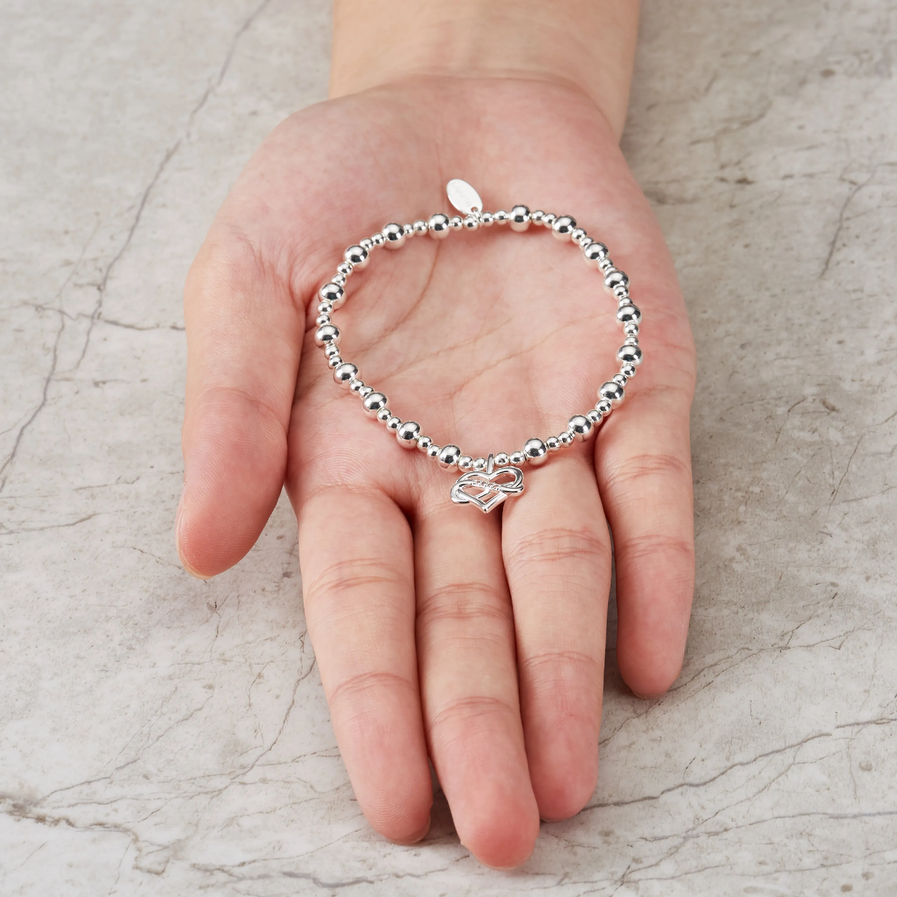 Infinity Heart Beaded Stretch Bracelet