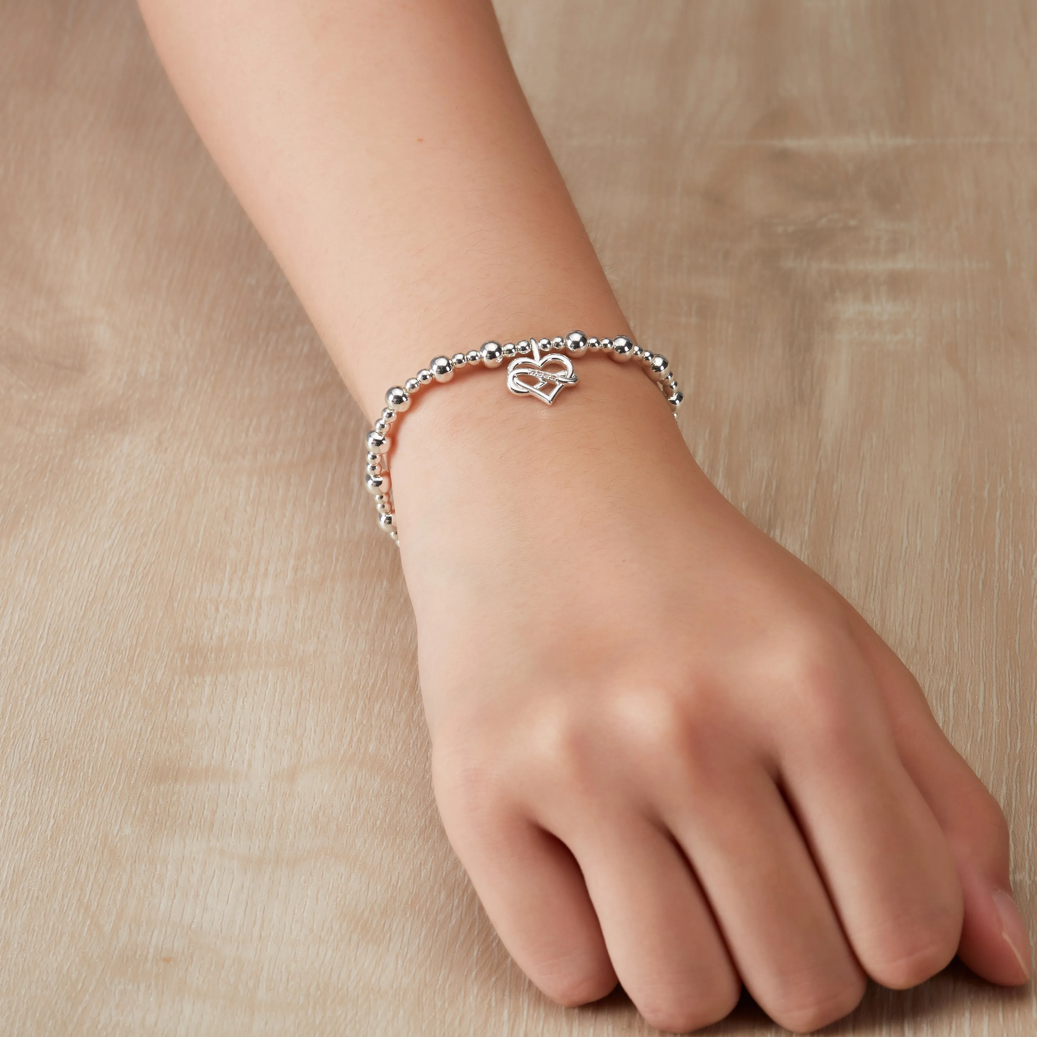 Infinity Heart Beaded Stretch Bracelet