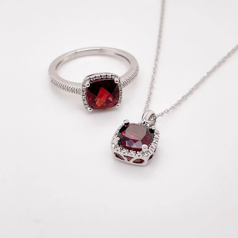 January Garnet & Diamond Ring