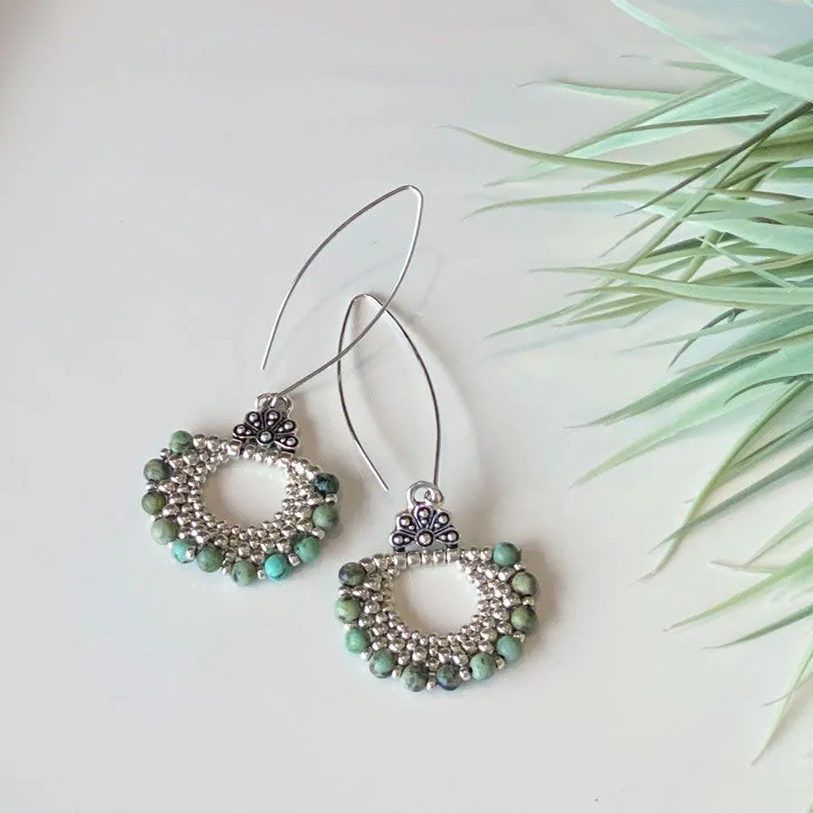 Jewelry Kit, Bubbles Gemstone Earring Set, Matte African Turquoise - Limited Edition