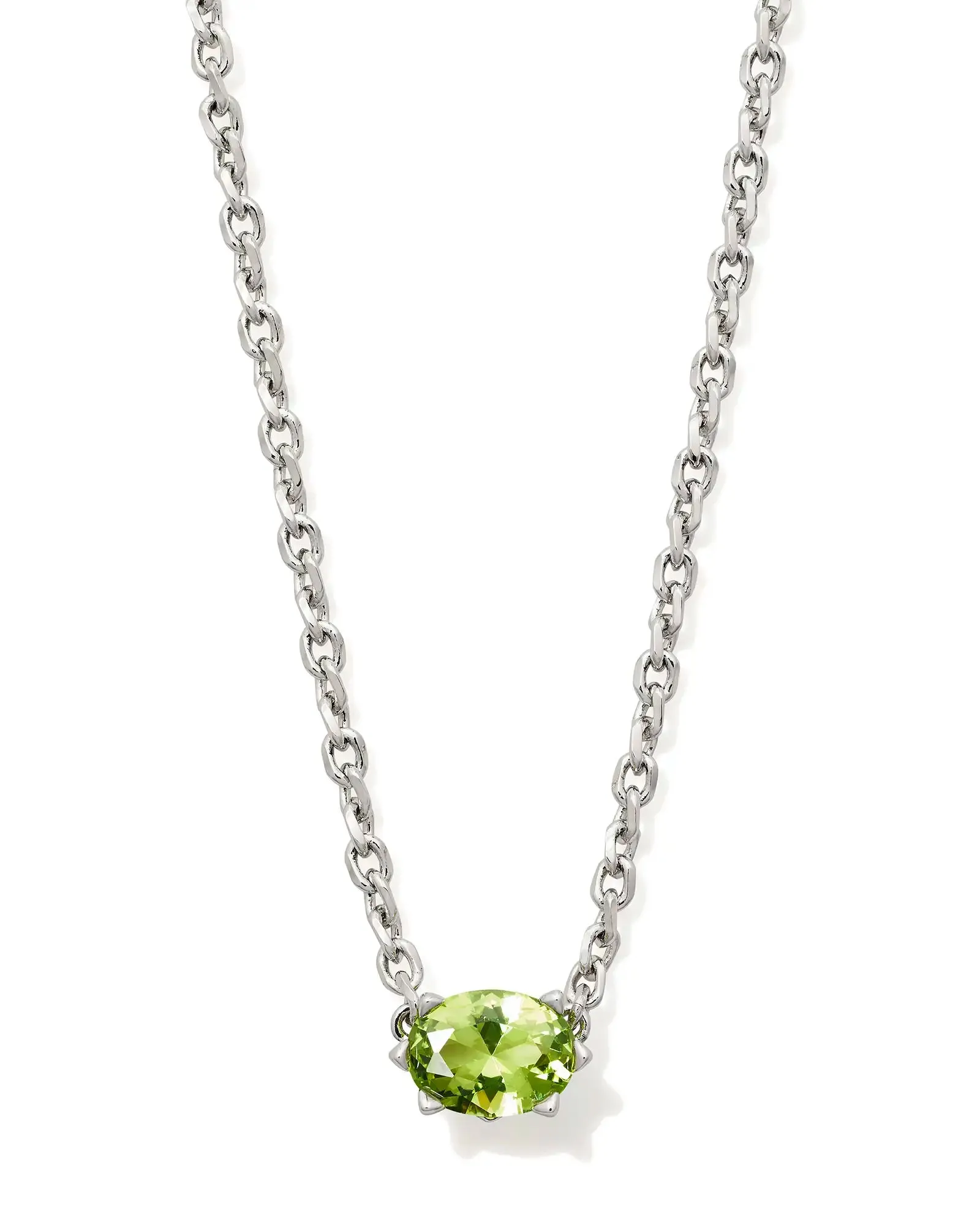 Kendra Scott Cailin Crystal Pendant Necklace Silver Green Peridot Crystal