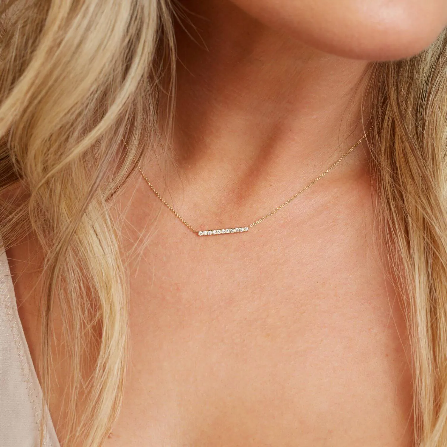 Kids Diamond Pave Bar Necklace