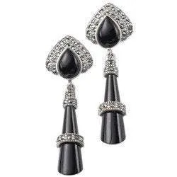 Leaf Onyx Black Earrings