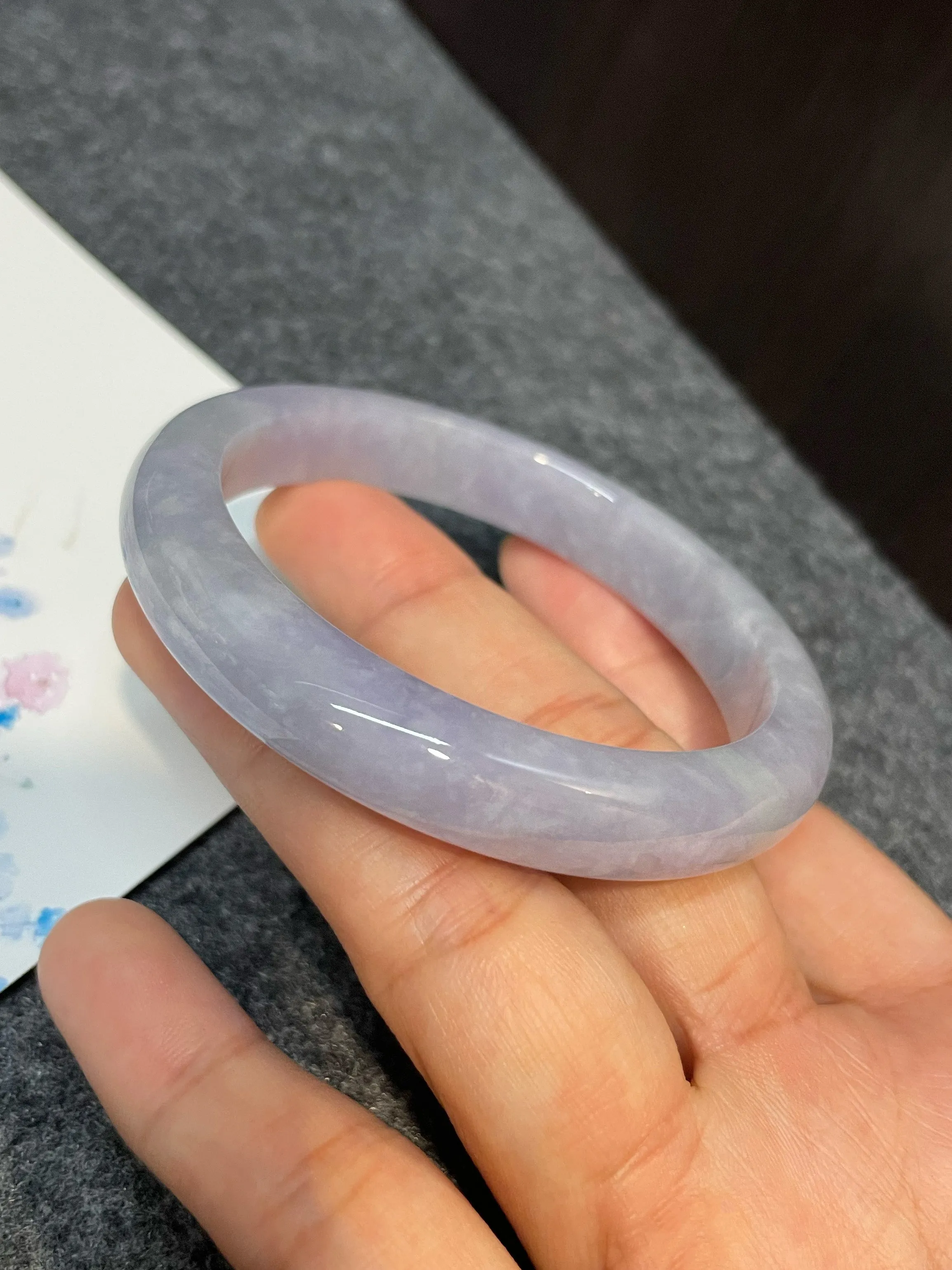 Light Lavender Jadeite Bangle | 57mm (NJBA083)