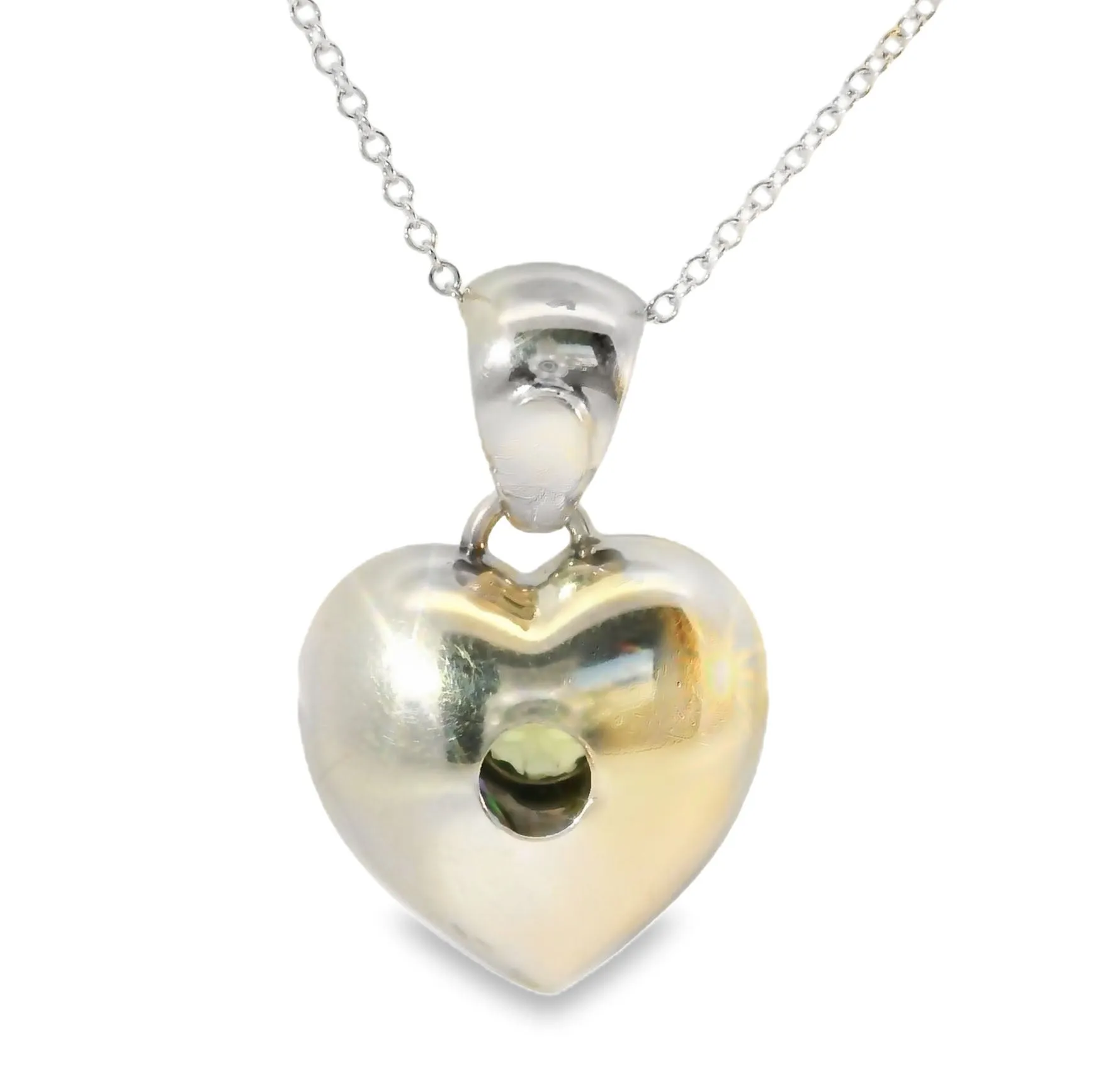 Matte 14K White Gold Floral Topaz Citrine Garnet Amethyst Peridot Heart Pendant