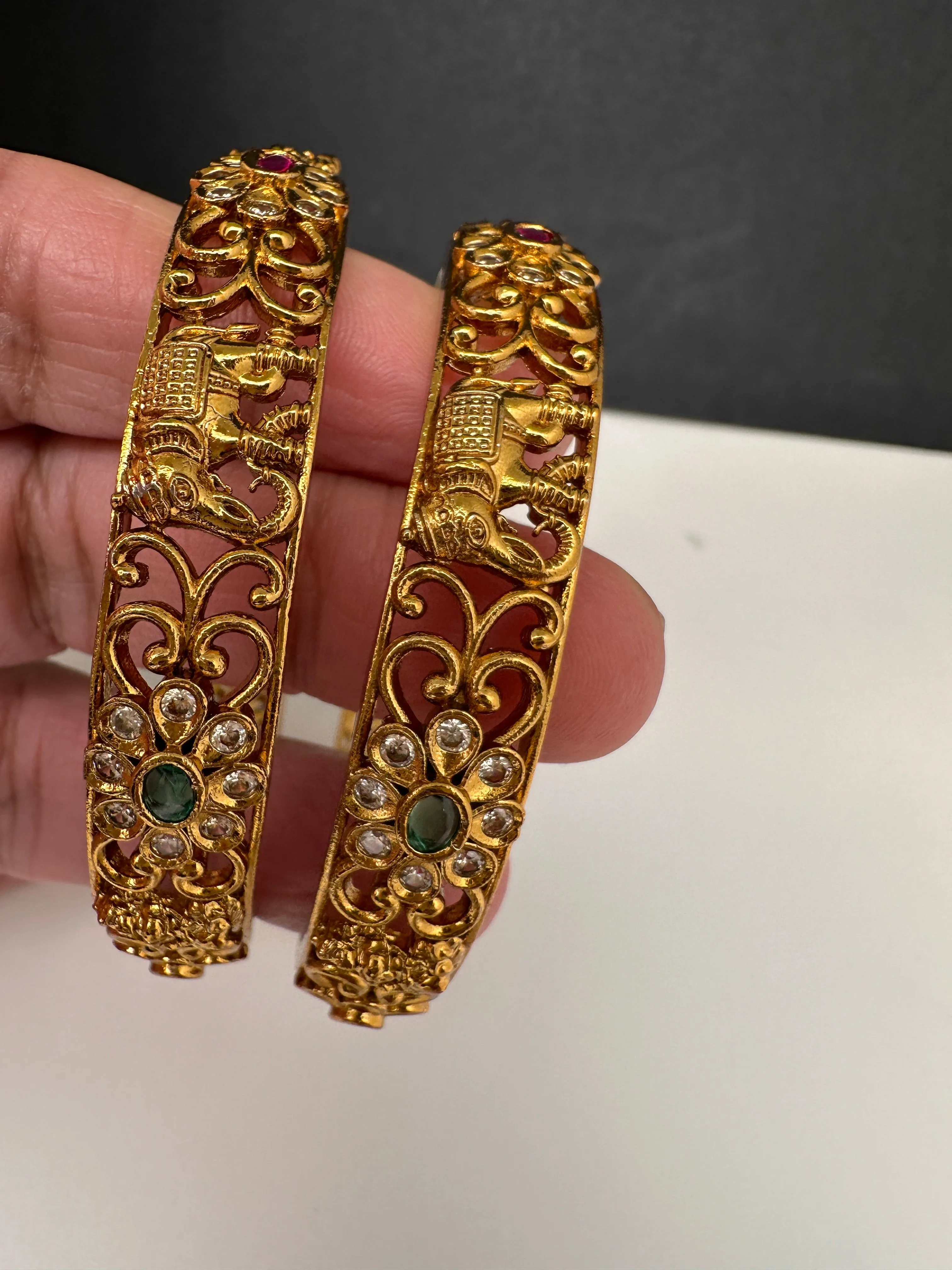 Matte Multi Color Goddess Laksmi and Elephant Bangles