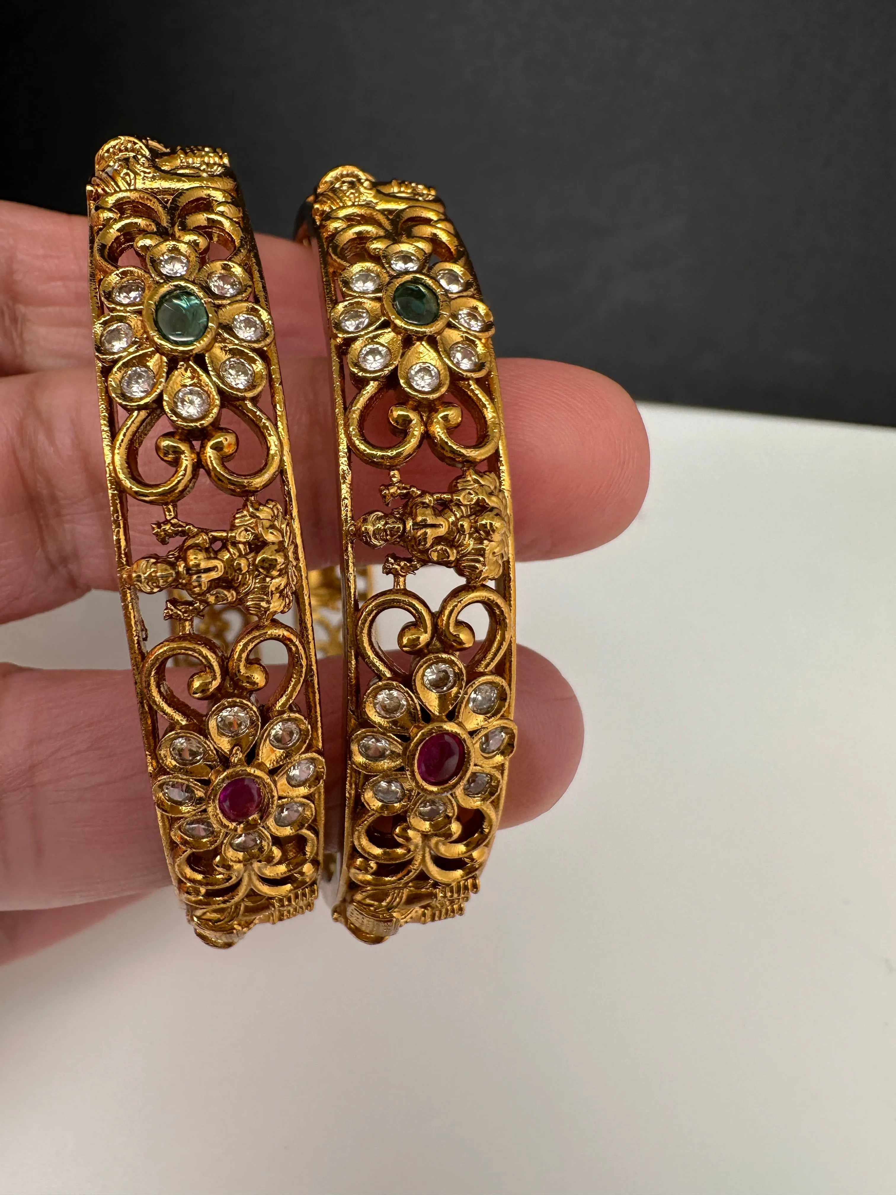 Matte Multi Color Goddess Laksmi and Elephant Bangles