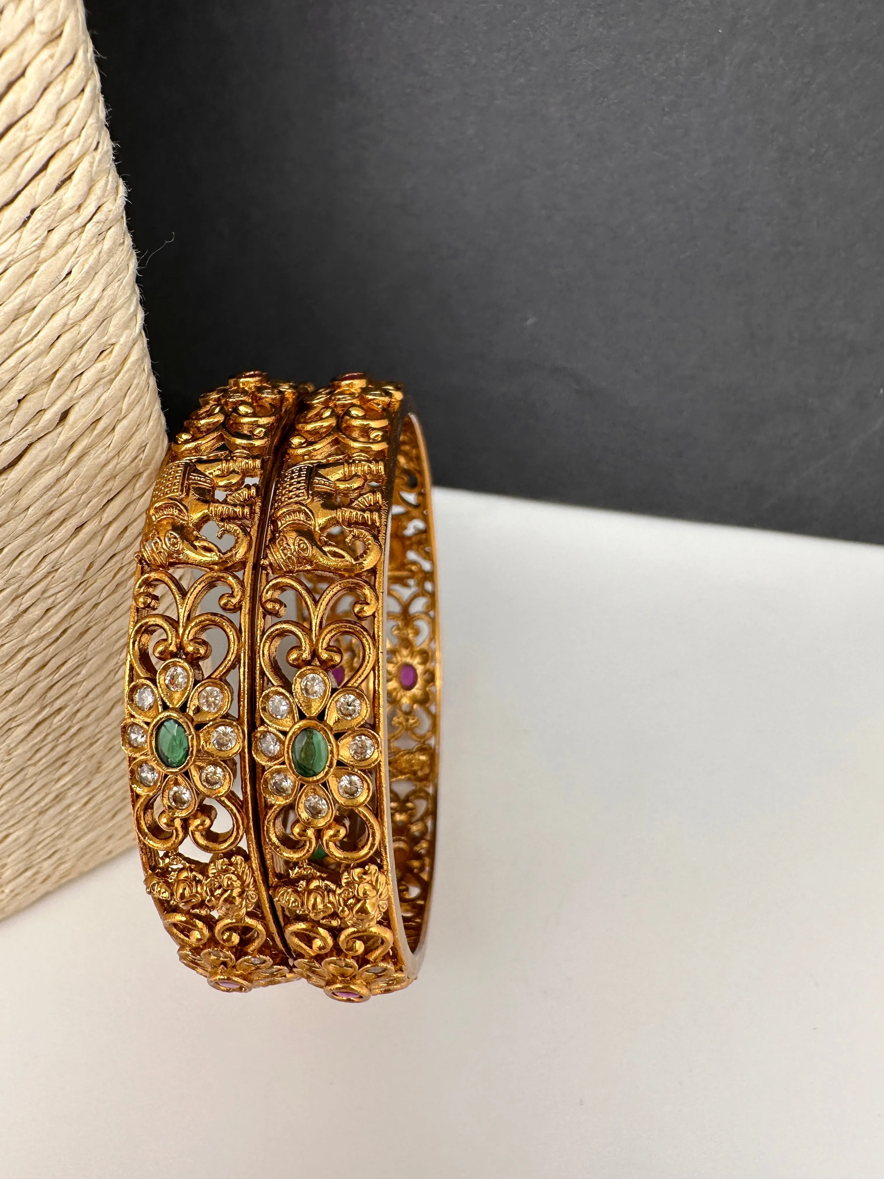 Matte Multi Color Goddess Laksmi and Elephant Bangles