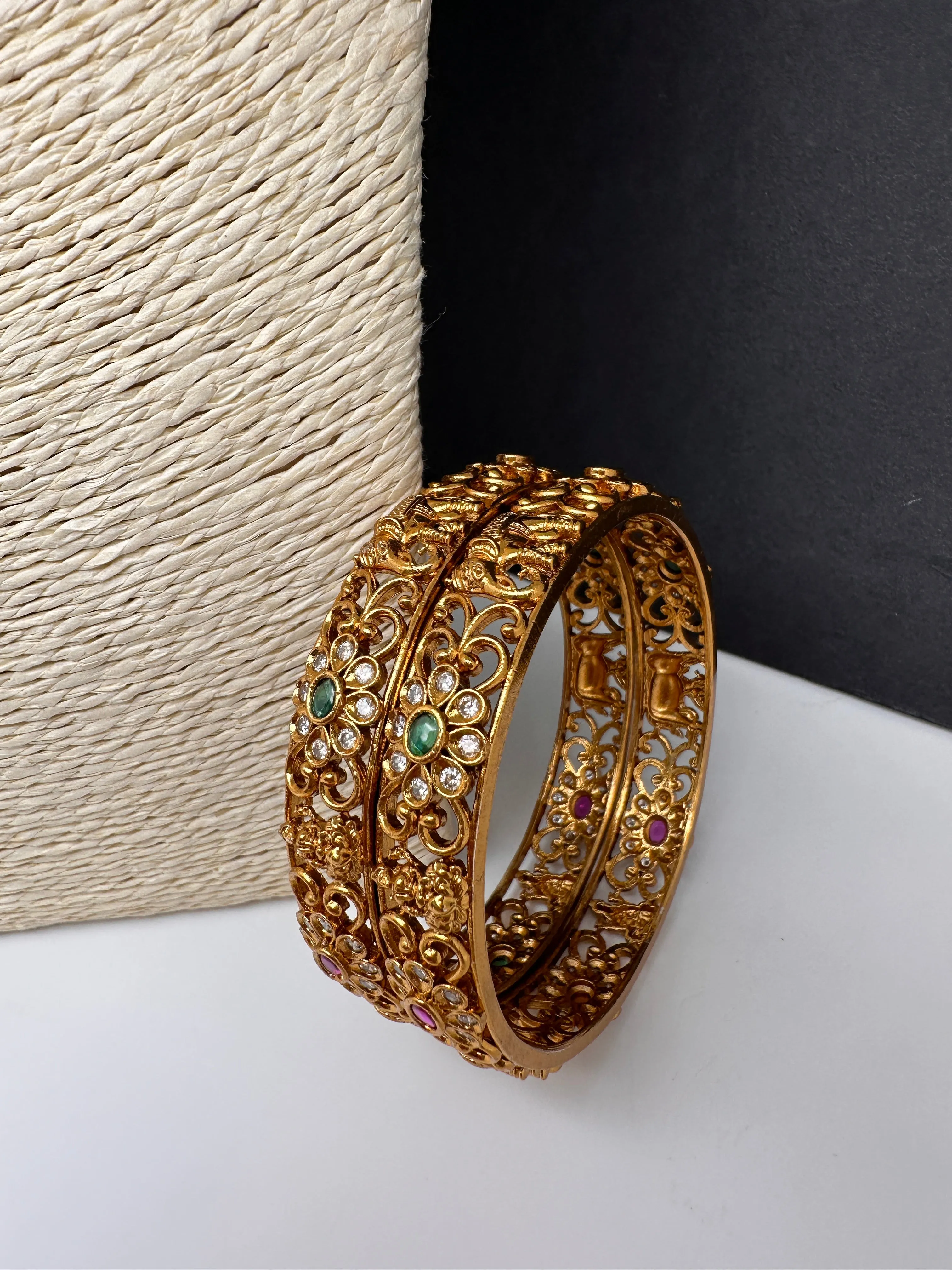 Matte Multi Color Goddess Laksmi and Elephant Bangles